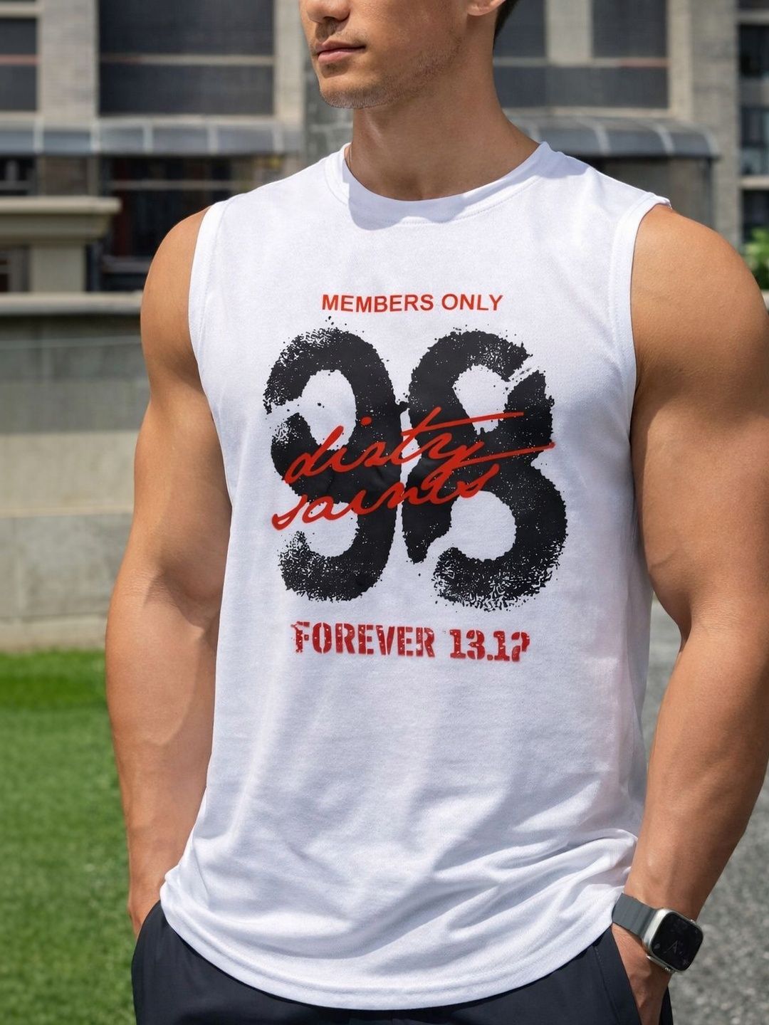 MACK JONNEY Mens Printed Cotton Sleeveless Vest Round Neck Casual Gym Tank Tshirts