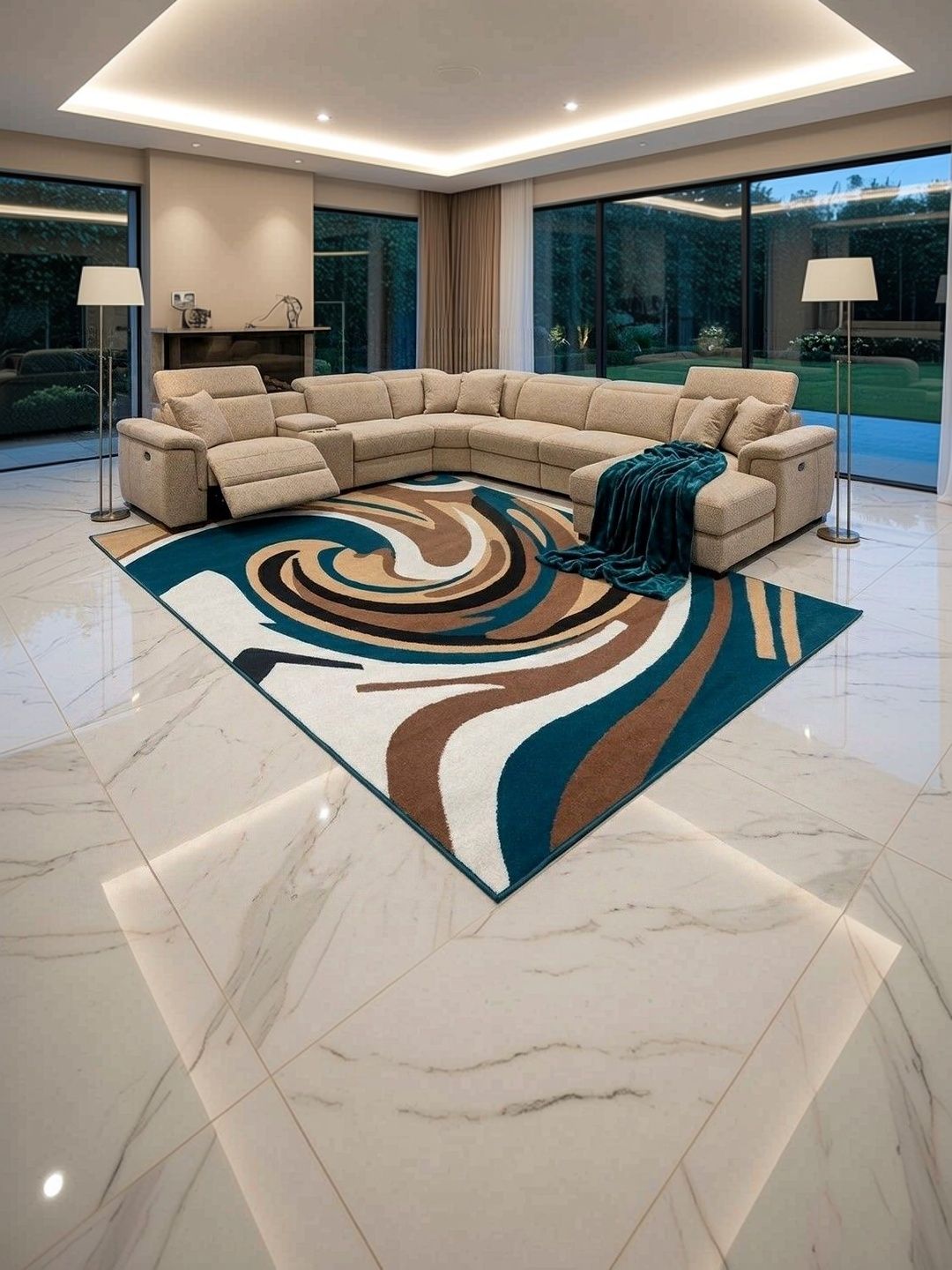 KAYNAT CARPET KAYNAT CARPET Blue Anti-Skid Polypropylene Carpet