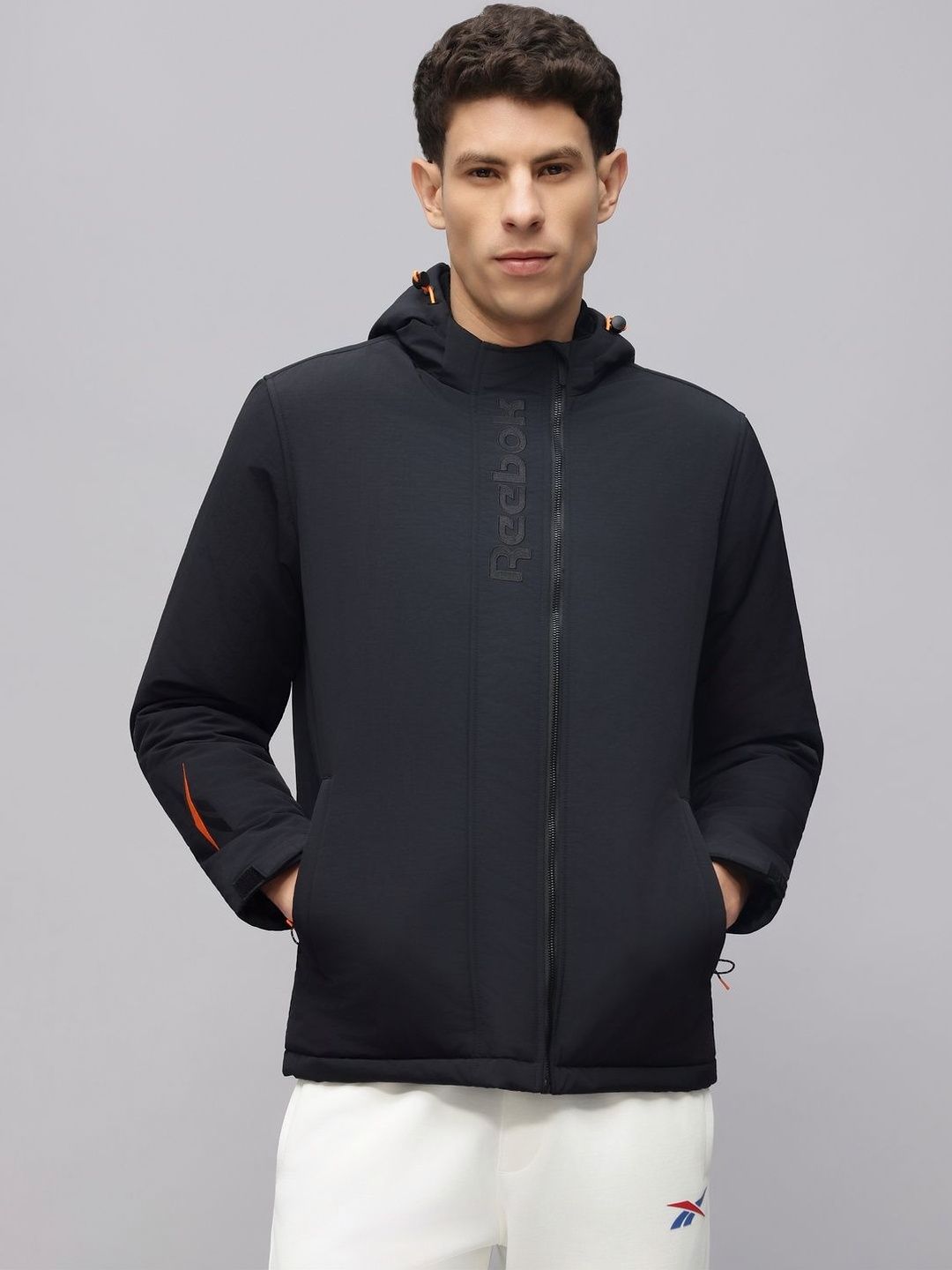 Reebok Cotton Hooded Open Front Jacket