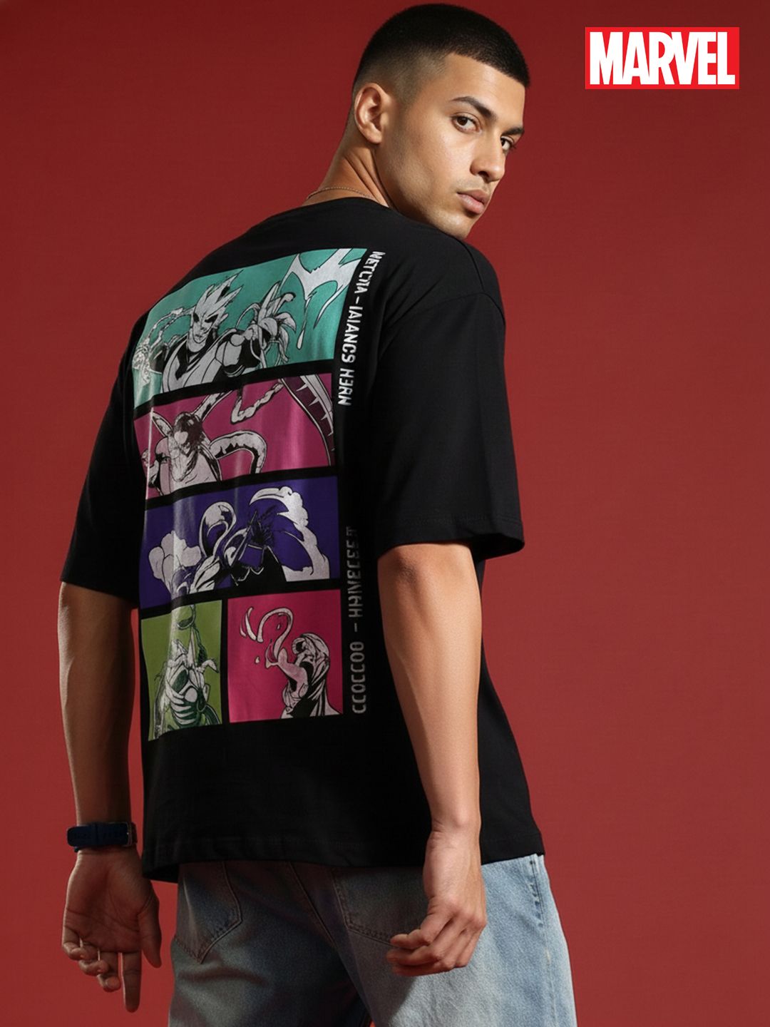 MARVEL STREET Printed Pure Cotton Oversized Pocket T-shirt