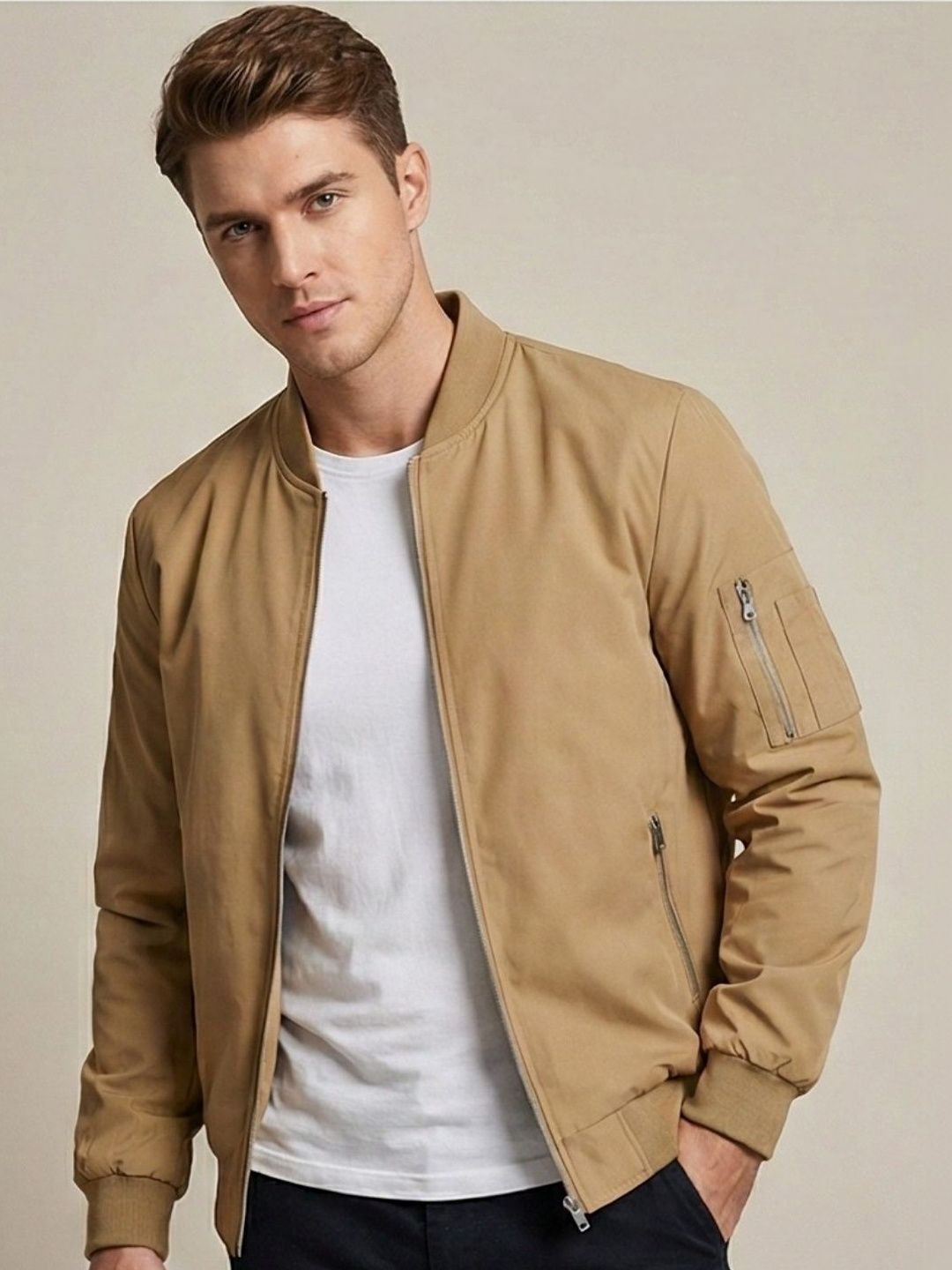 CARABA Men Windcheater Biker Jacket
