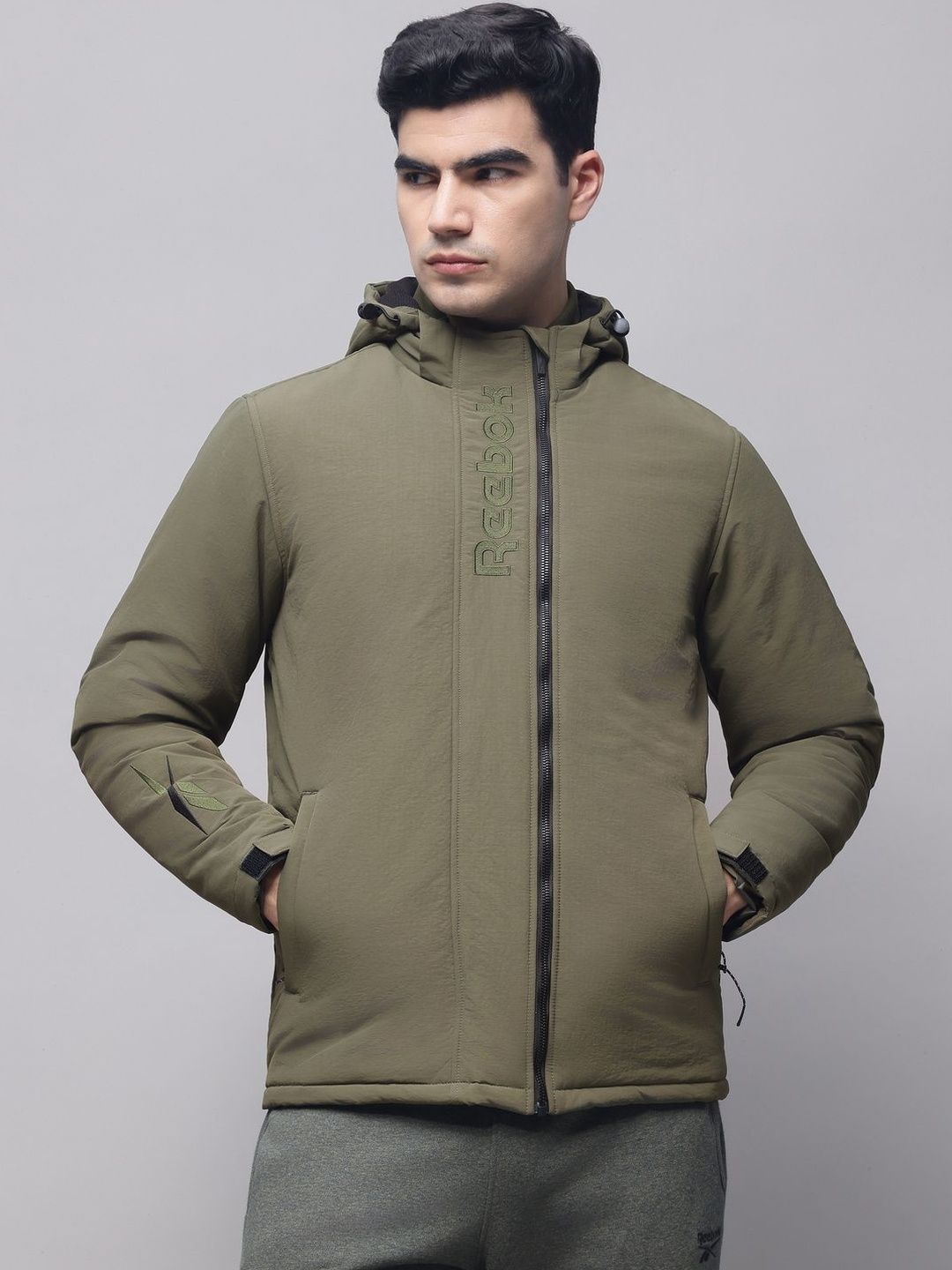 Reebok Cotton Hooded Open Front Jacket