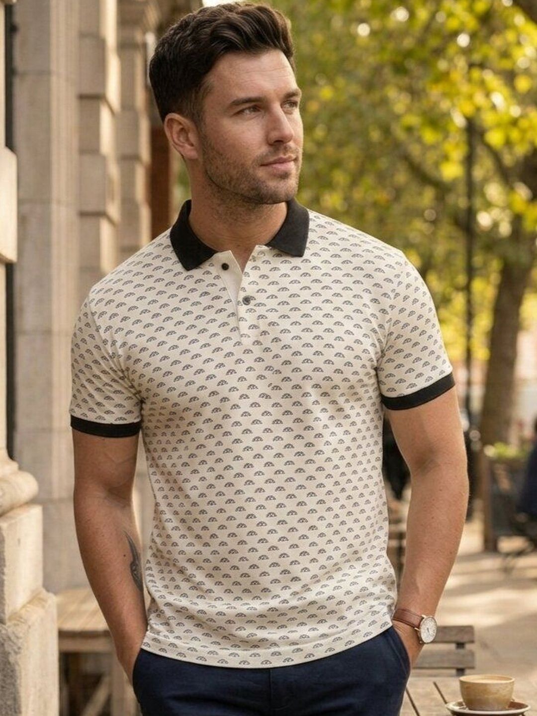 PYRO SPIRIT Men Cotton Polo Collar Short Sleeves Printed Tshirts