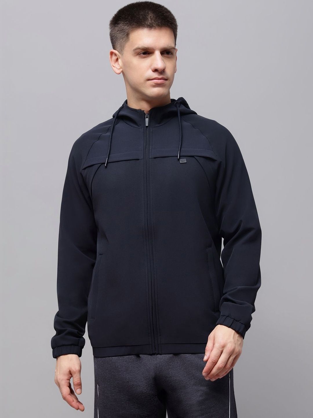 Reebok Cotton Hooded Open Front Jacket