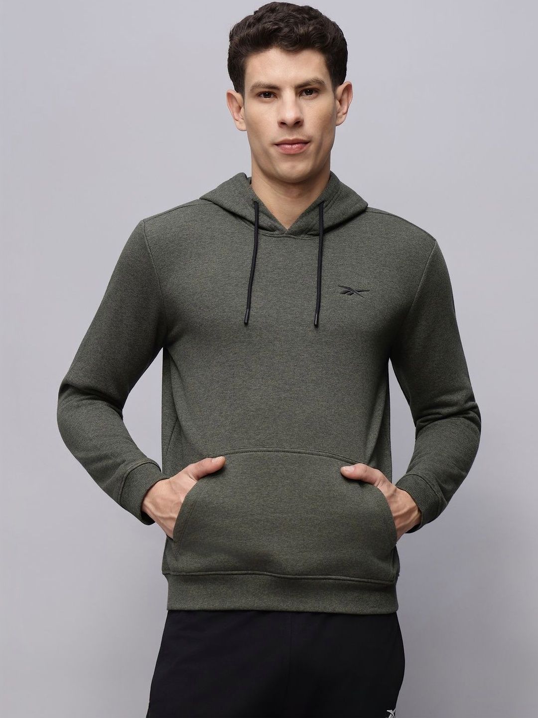 Reebok Cotton Hooded Open Front Jacket