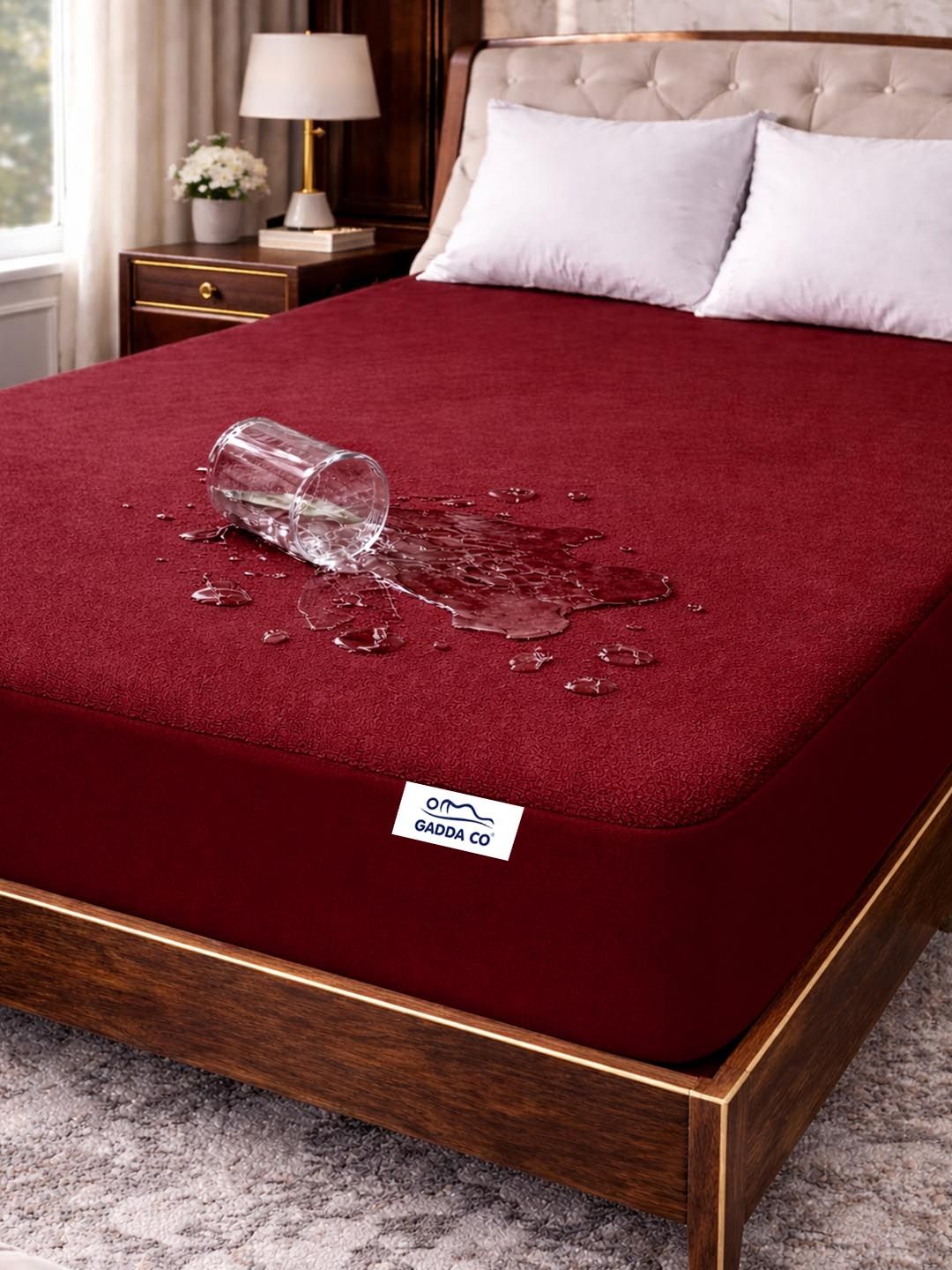 GADDA CO GADDA CO Maroon Queen Bed Soft & Waterproof Elastic Fitted Mattress Protector