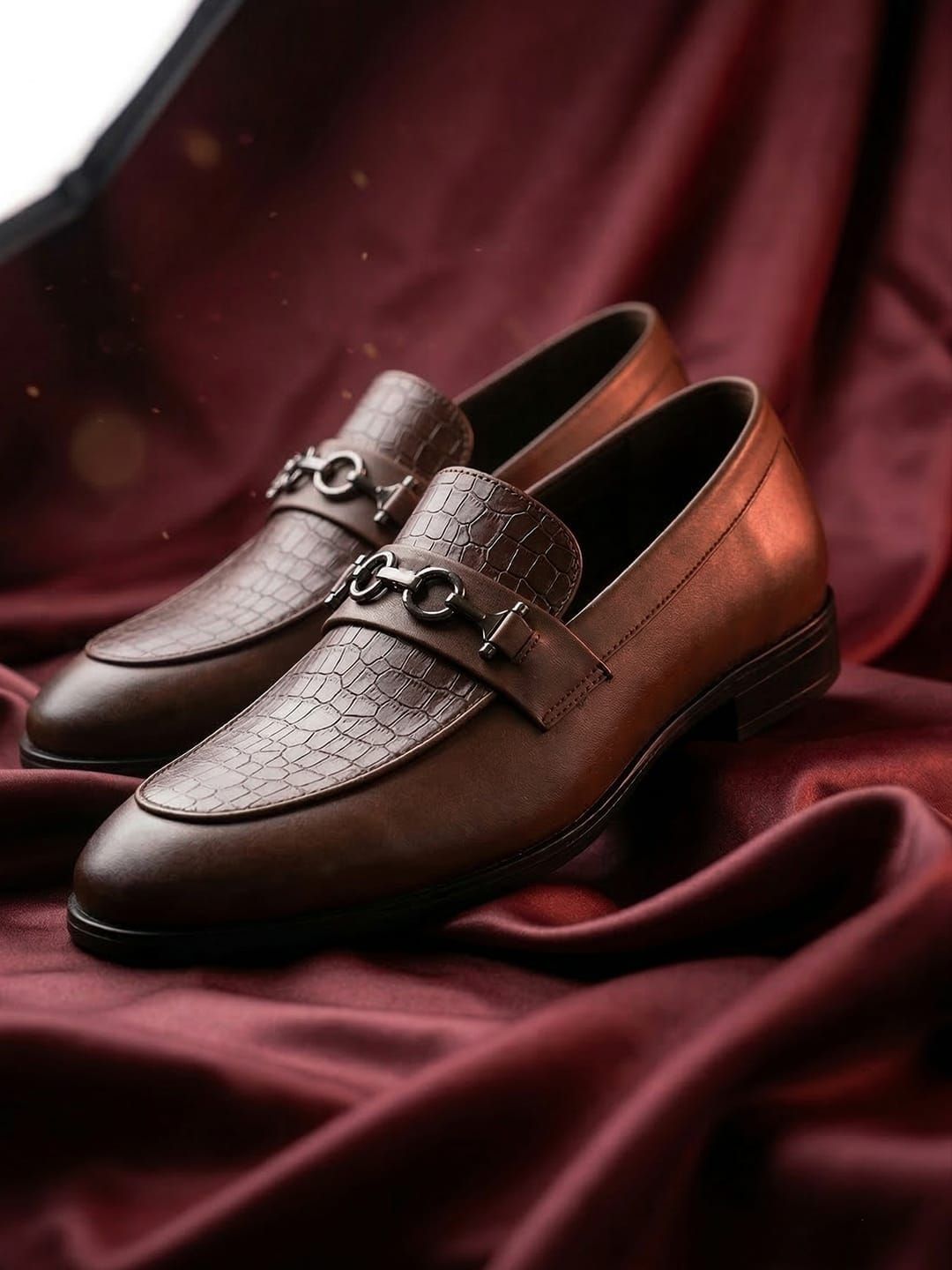 House of Pataudi Men Textured Round Toe Slip-On Loafers Formal Shoes