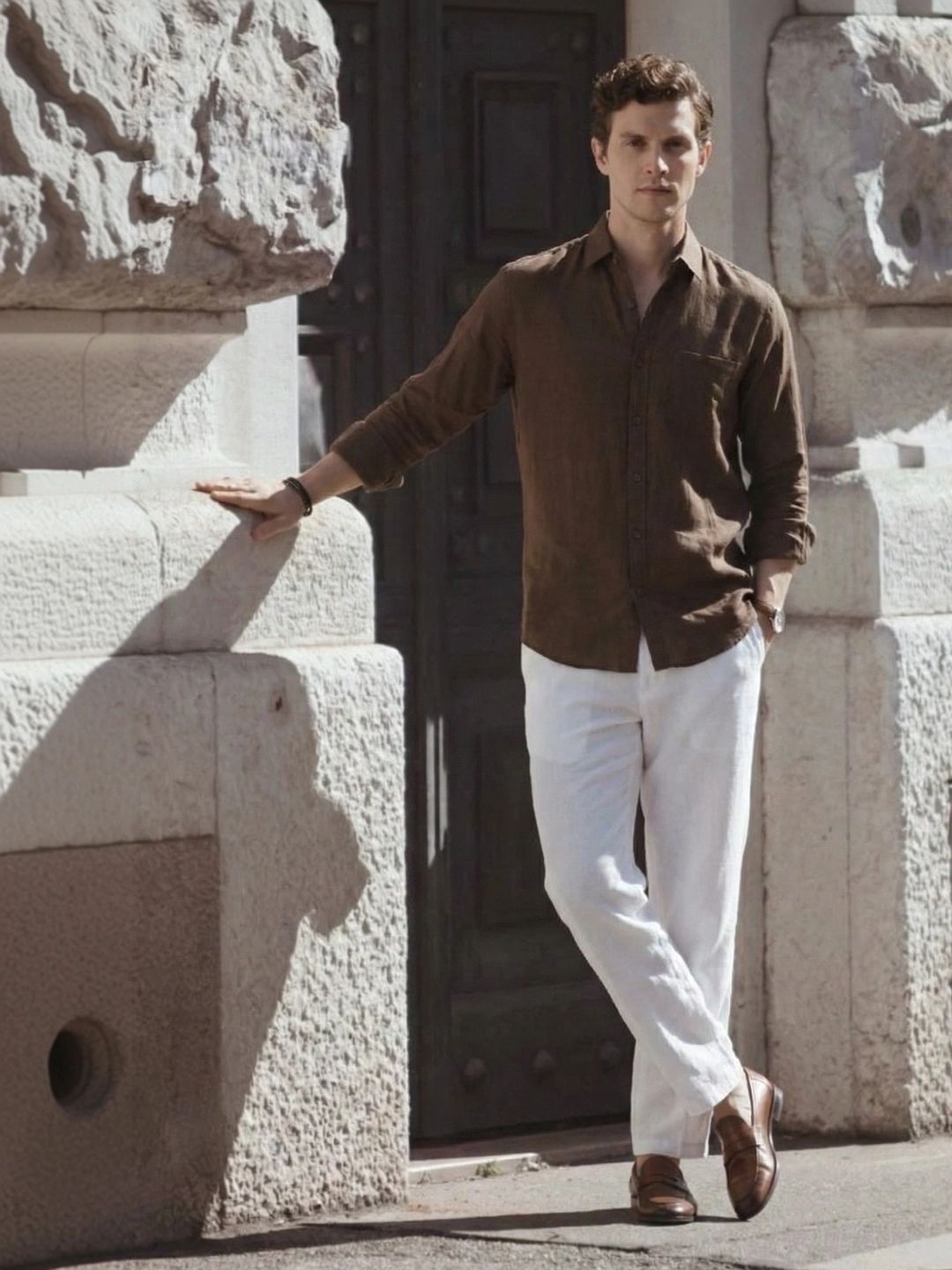 The Roadster Lifestyle Co. Men Solid Linen Casual Shirt