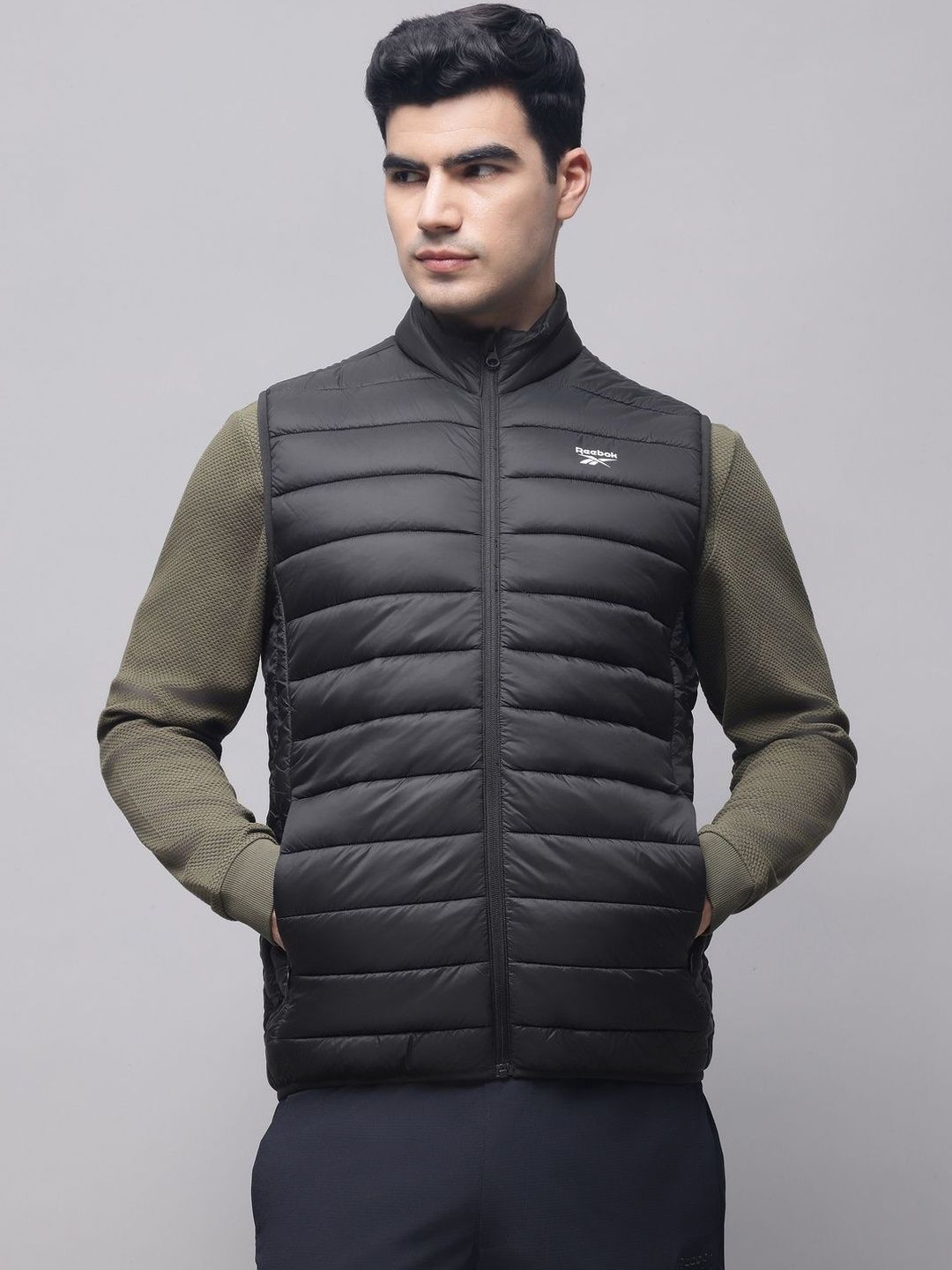 Reebok Cotton Mock Collar Puffer Jacket