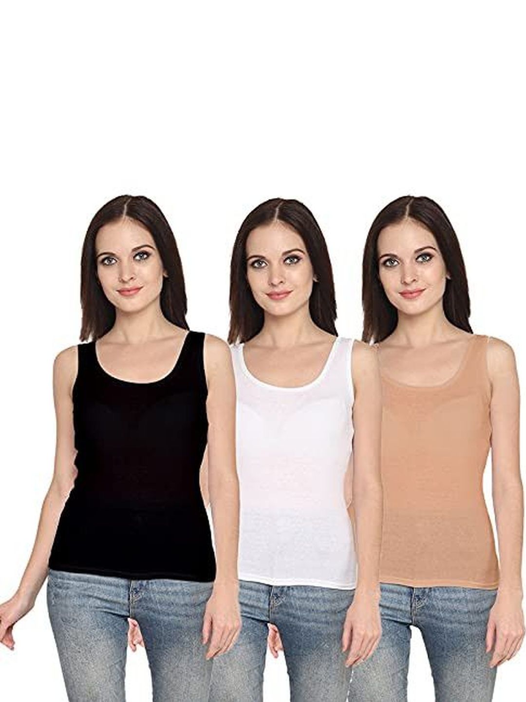 ZOLDY Pack Of 3 Non Padded Camisoles