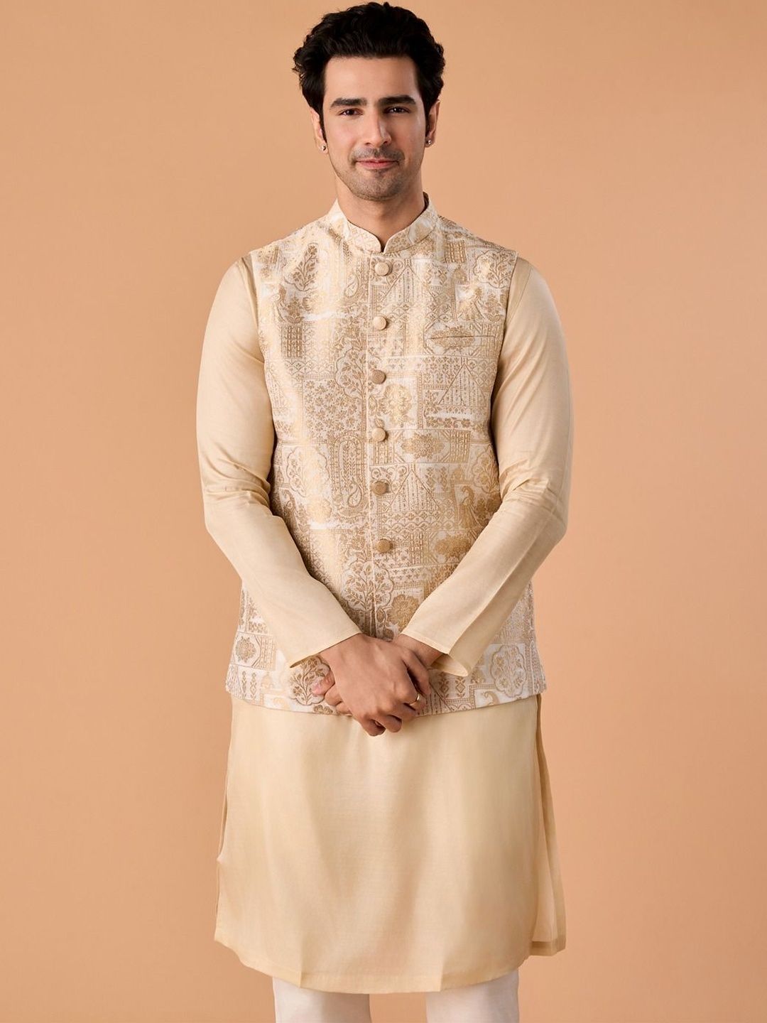 Manyavar Printed Woven Nehru Jackets