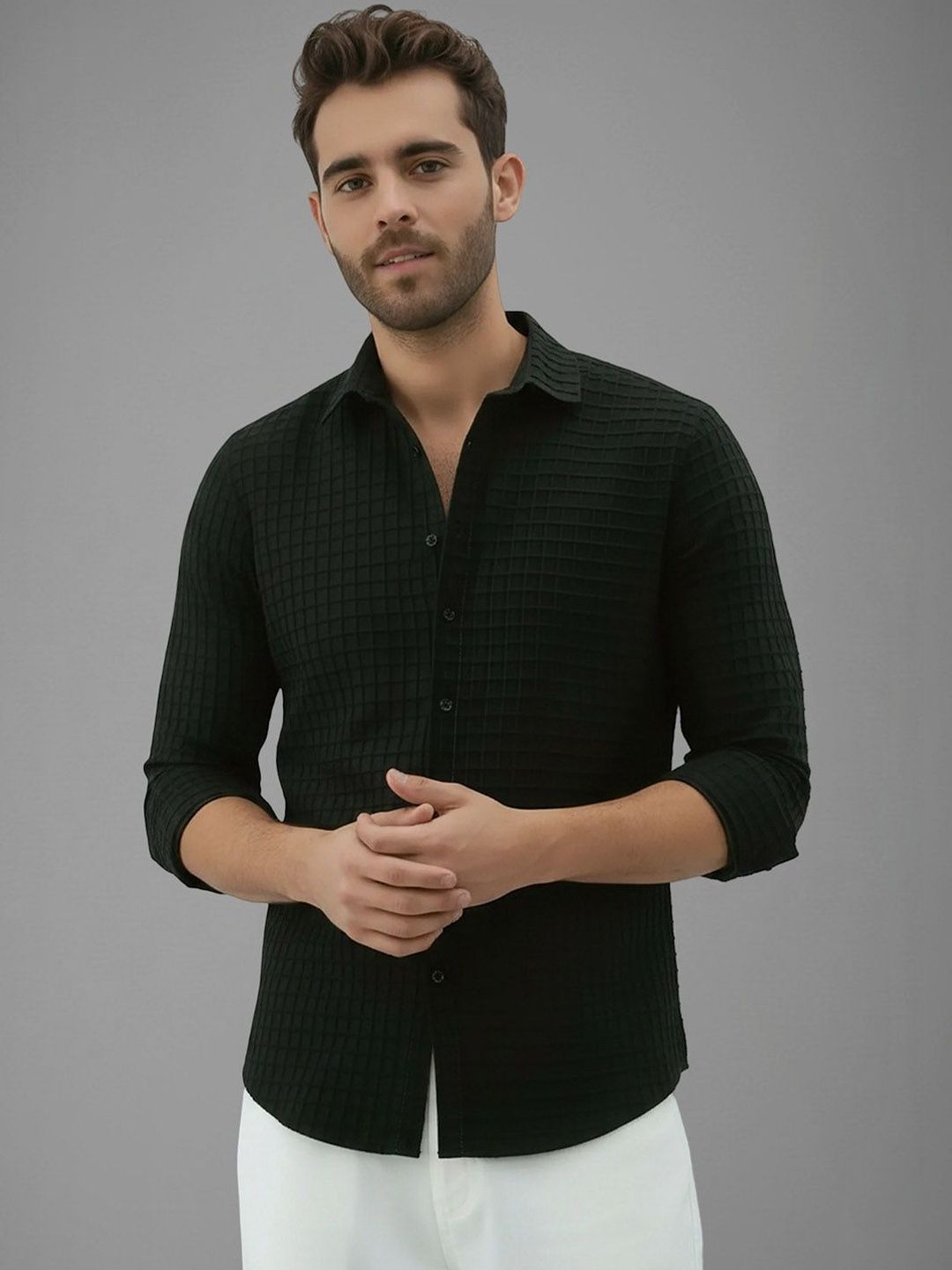 SZN Men Standard Sheer Printed Casual Shirt