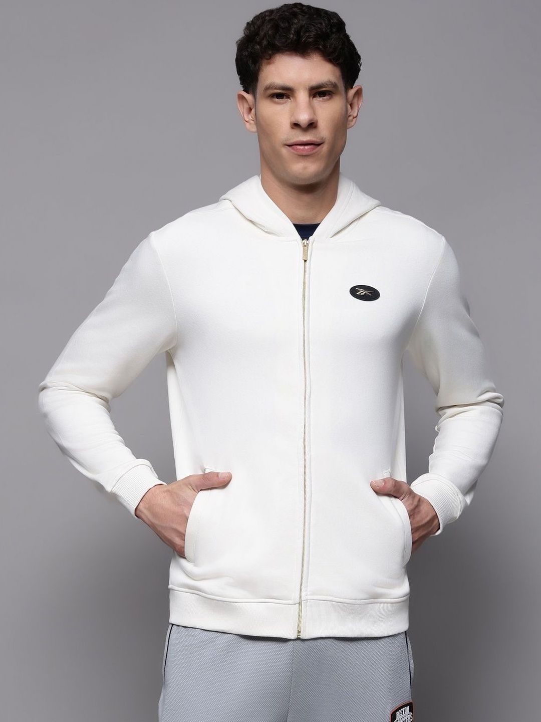 Reebok Cotton Hooded Open Front Jacket