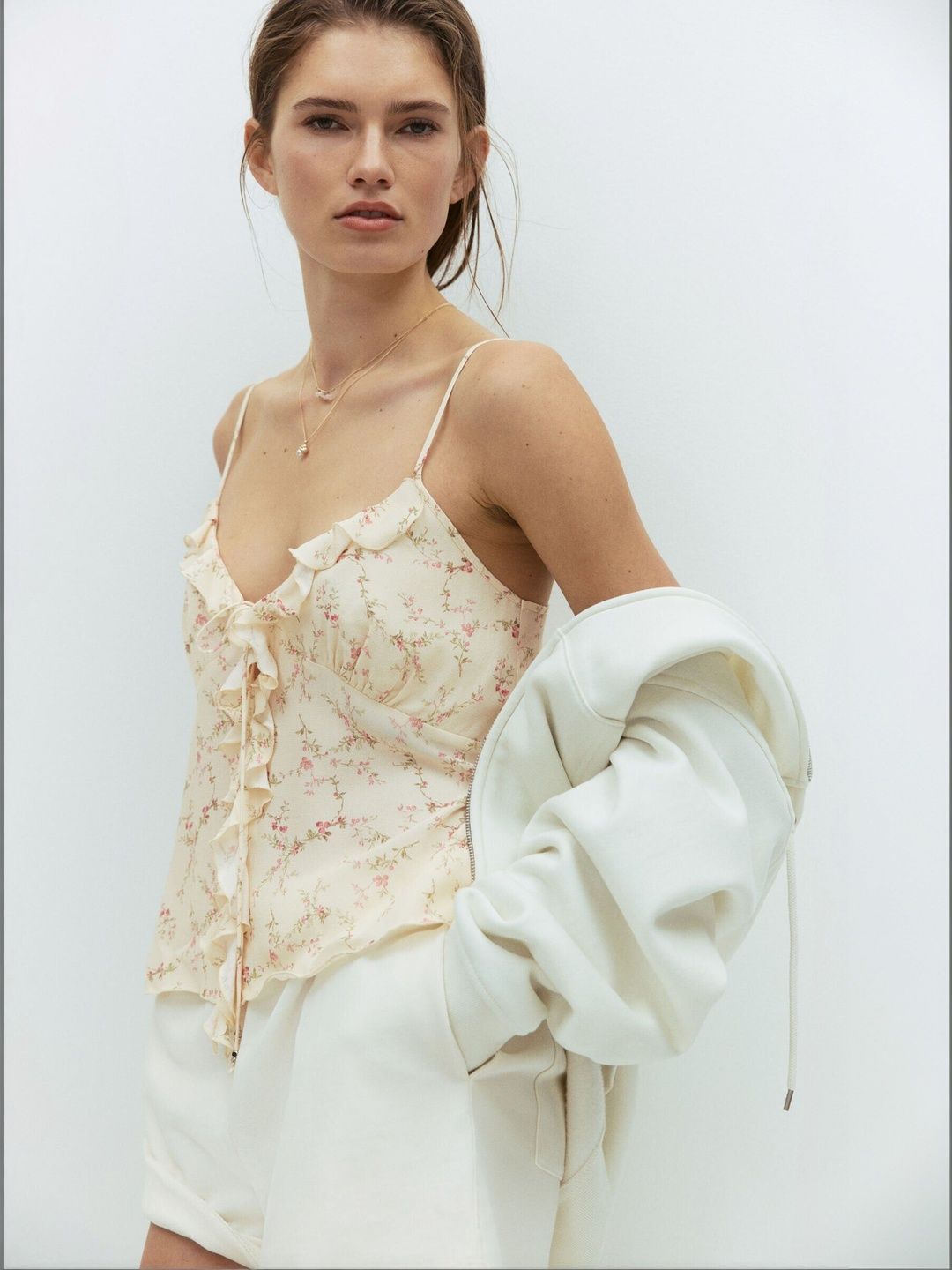 H&M H&M Flounce-trimmed Viscose Top