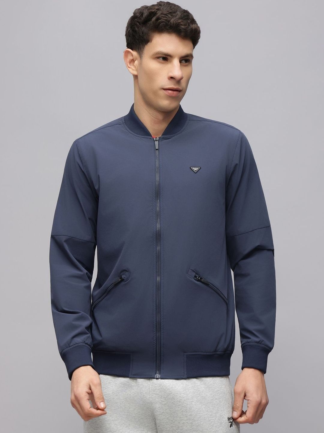 Reebok Mock Collar Open Front Jacket
