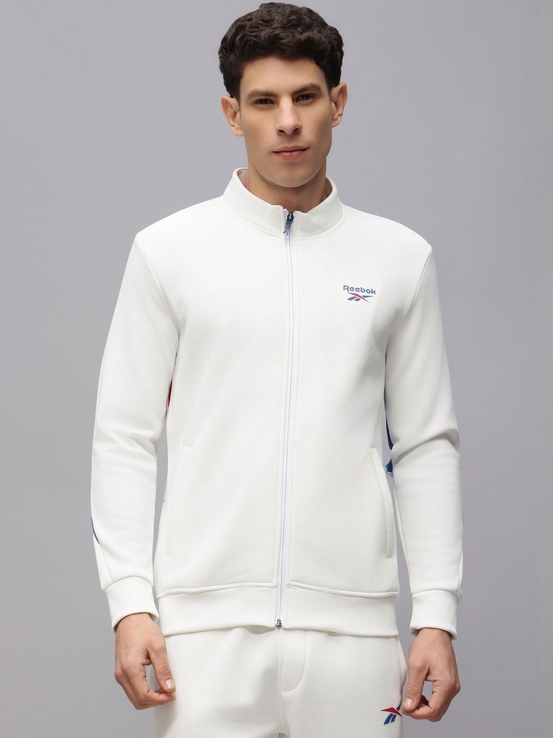 Reebok Mock Collar Open Front Jacket