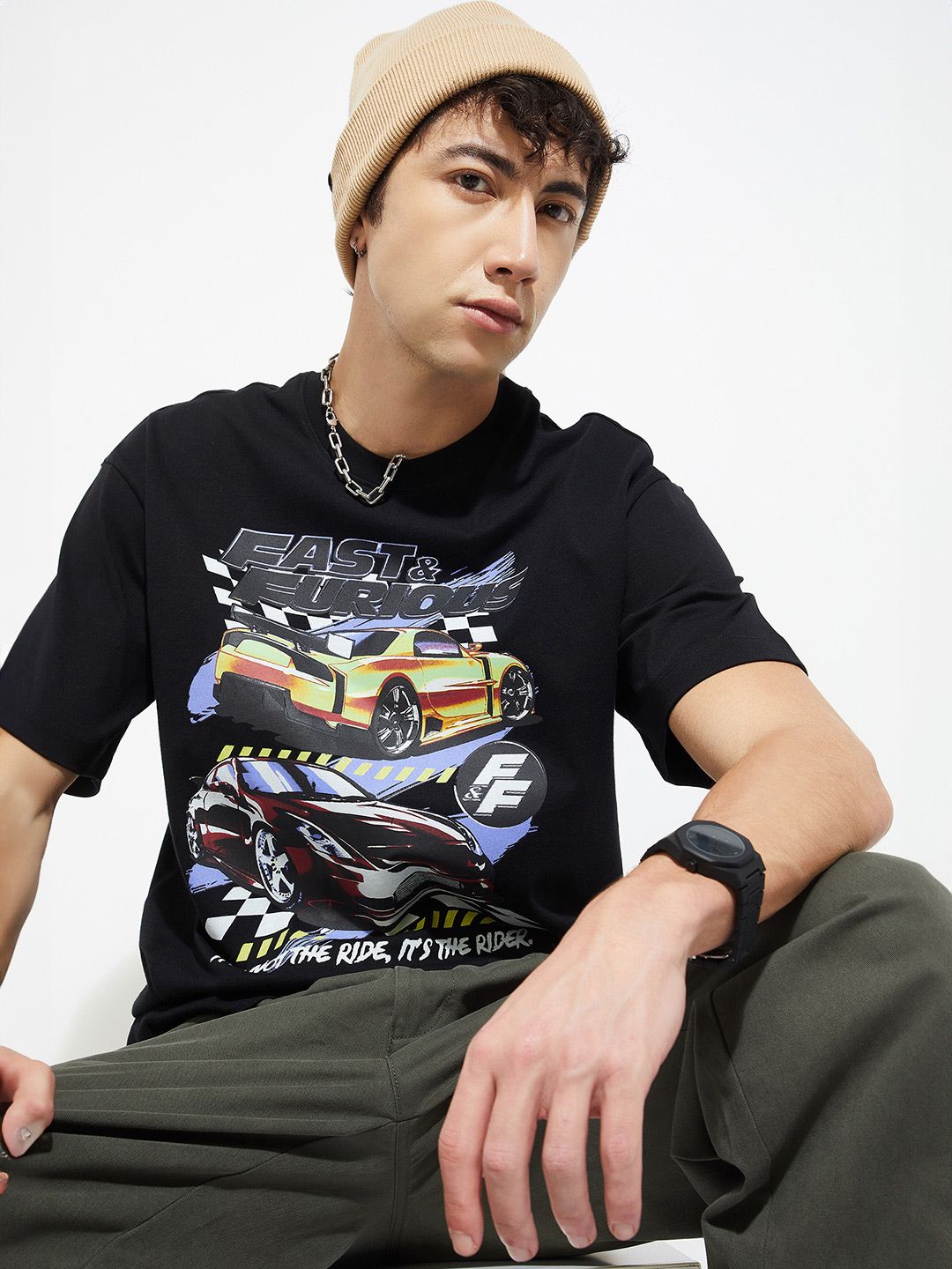 max Men Printed Round Neck Short Sleeves T-shirt