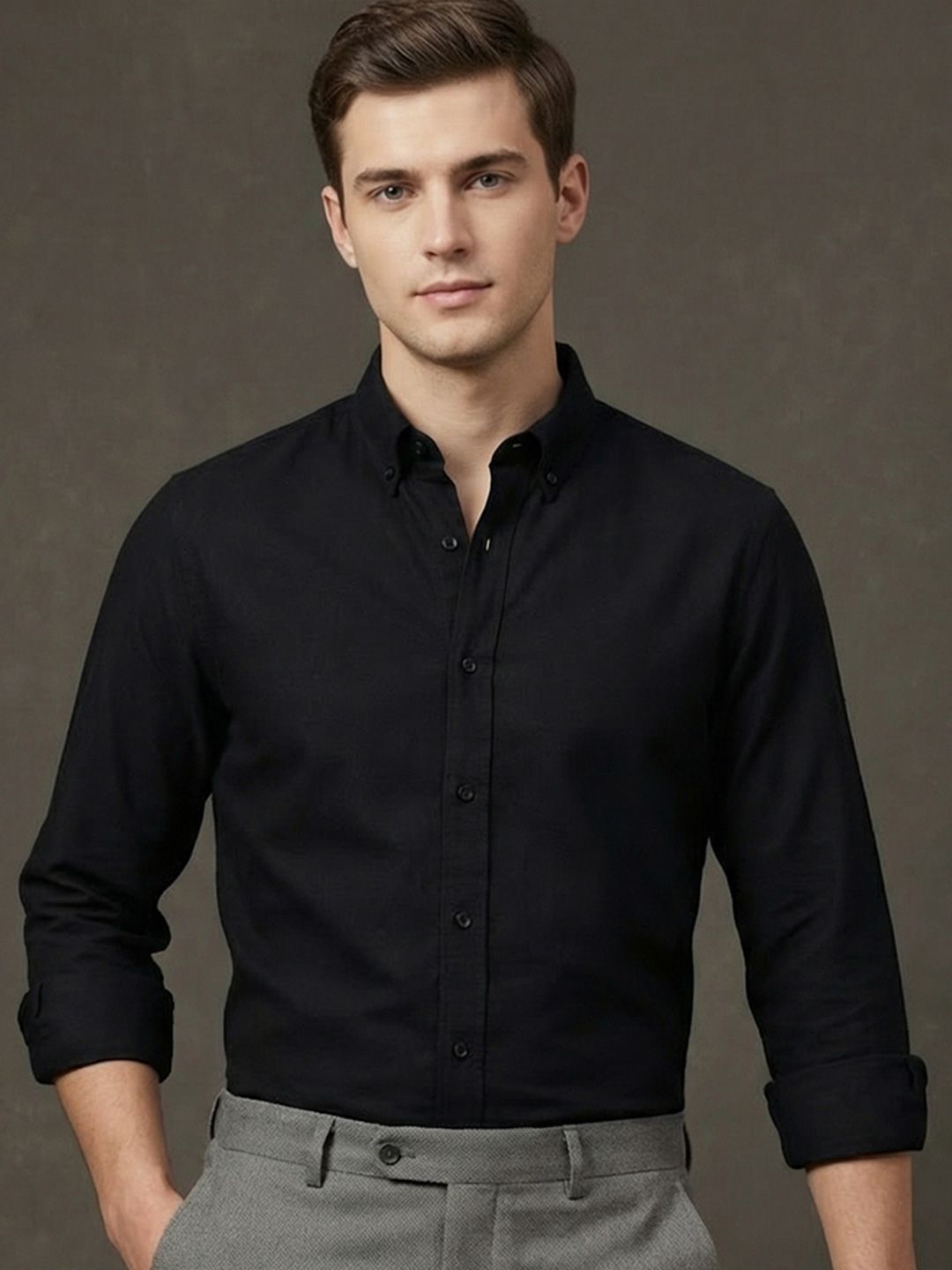 HE SPOKE Oxford Cotton 2-way Stretch Solid Smart Casual Shirts