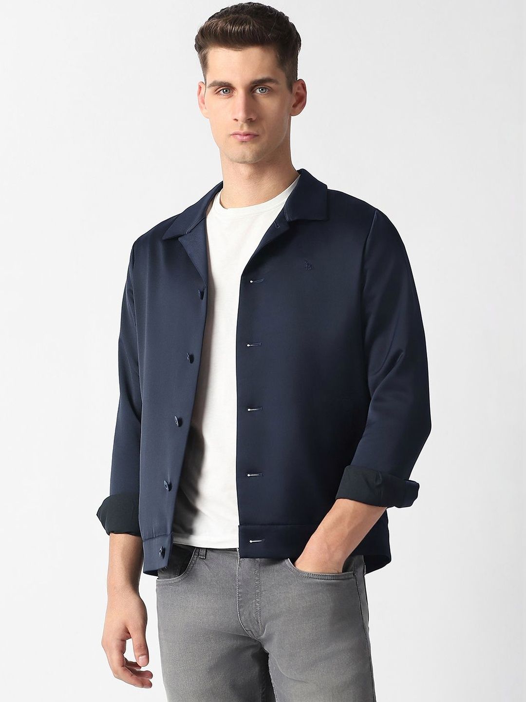 V Dot Men Open Front Jacket