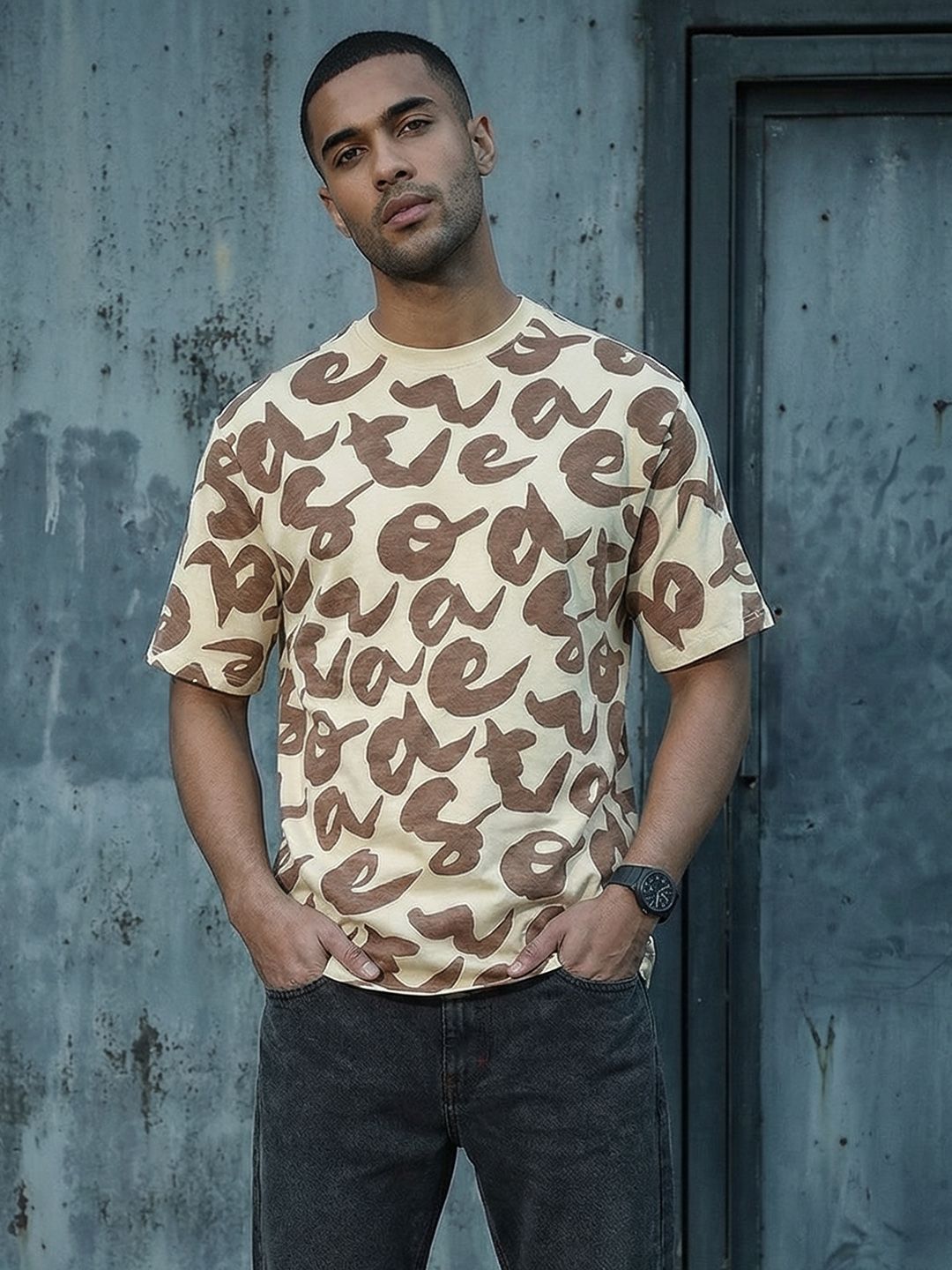 The Roadster Life Co. Typography Print Pure Cotton Relaxed Fit T-shirt