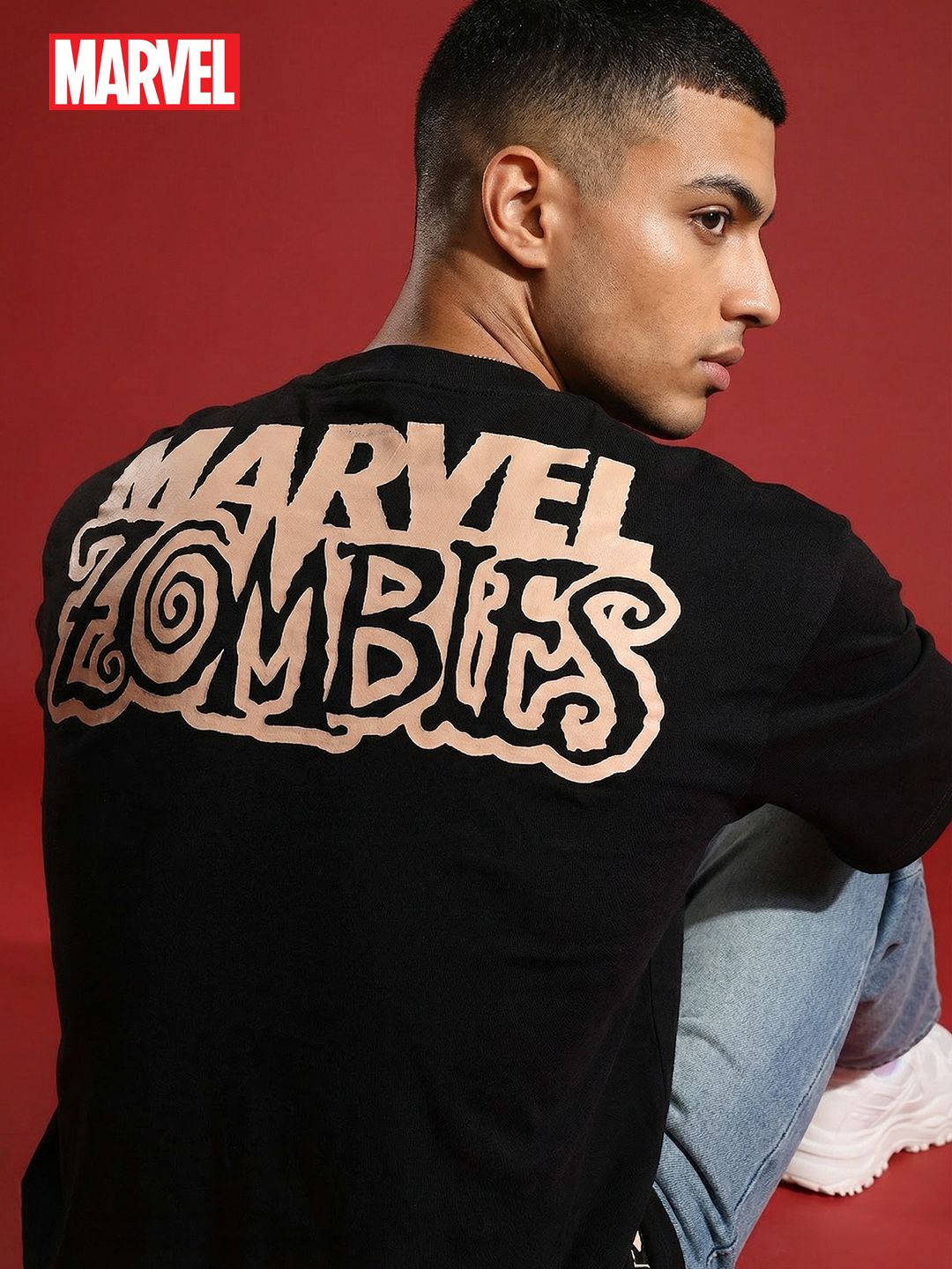 MARVEL STREET Printed Pure Cotton Oversized T-shirt