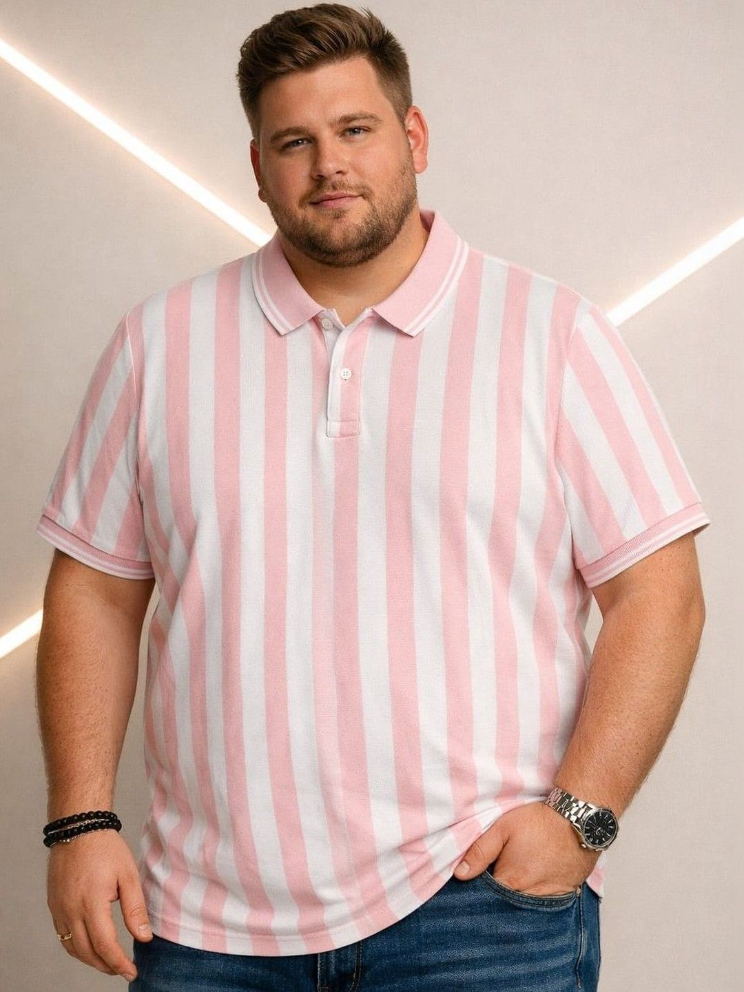 AUSTIVO Men Pink Colourblock Tshirts