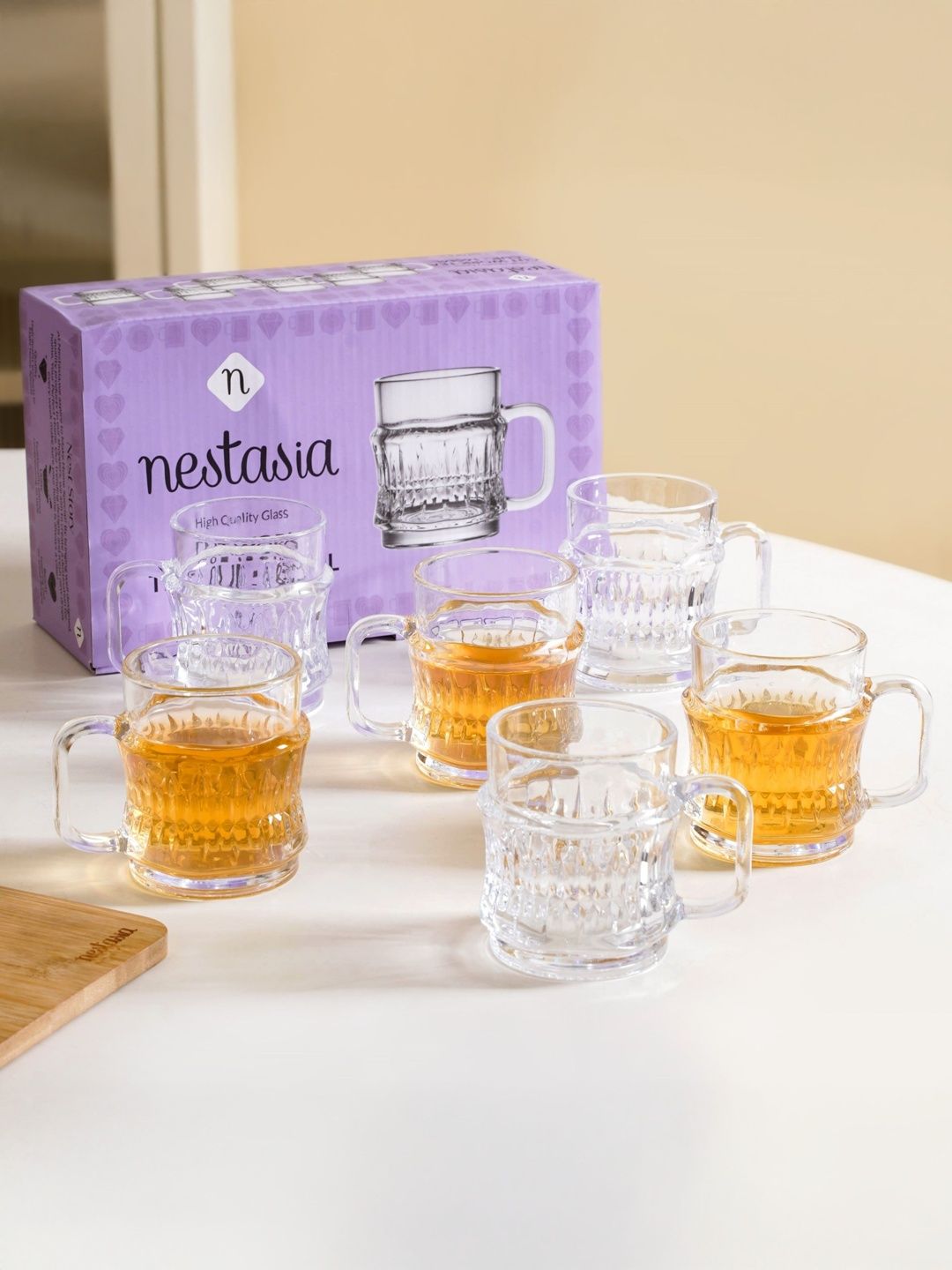 Nestasia Transparent Solid Glass Transparent Cups Set of Cups and Mugs