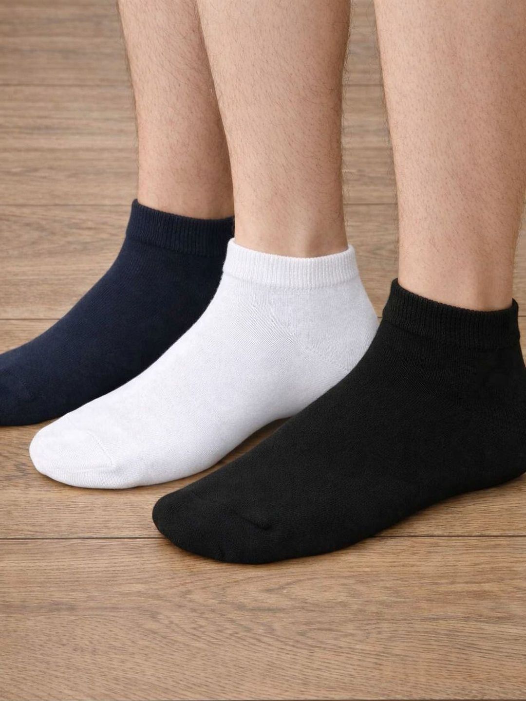 TEEMOODS Men Pack of 3 Cotton Assorted Above Ankle Socks
