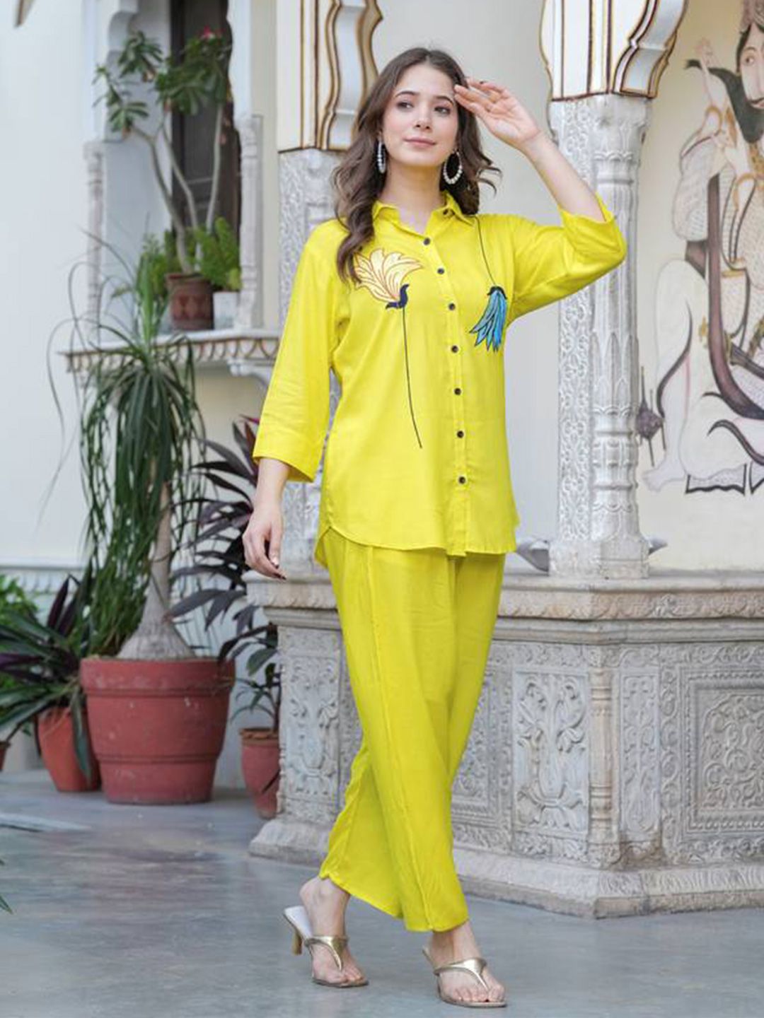 HAADIVASTRA Women Printed Shirt with Palazzos