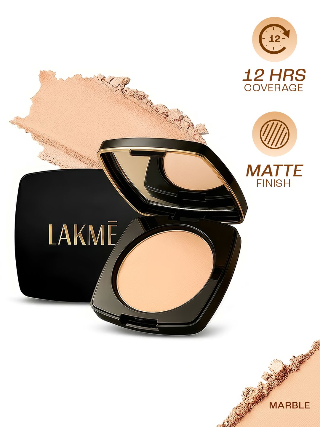 Lakme Forever Matte Smooth Finish Compact For 12 Hr Even Toned Look  9g - Marble