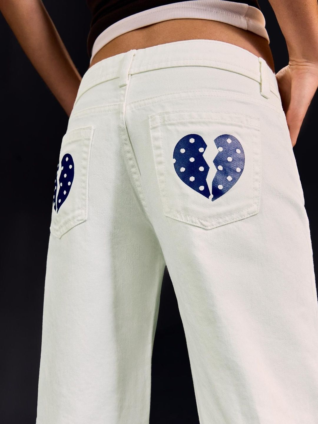 Low-rise Studded Pure Cotton Baggy Jeans