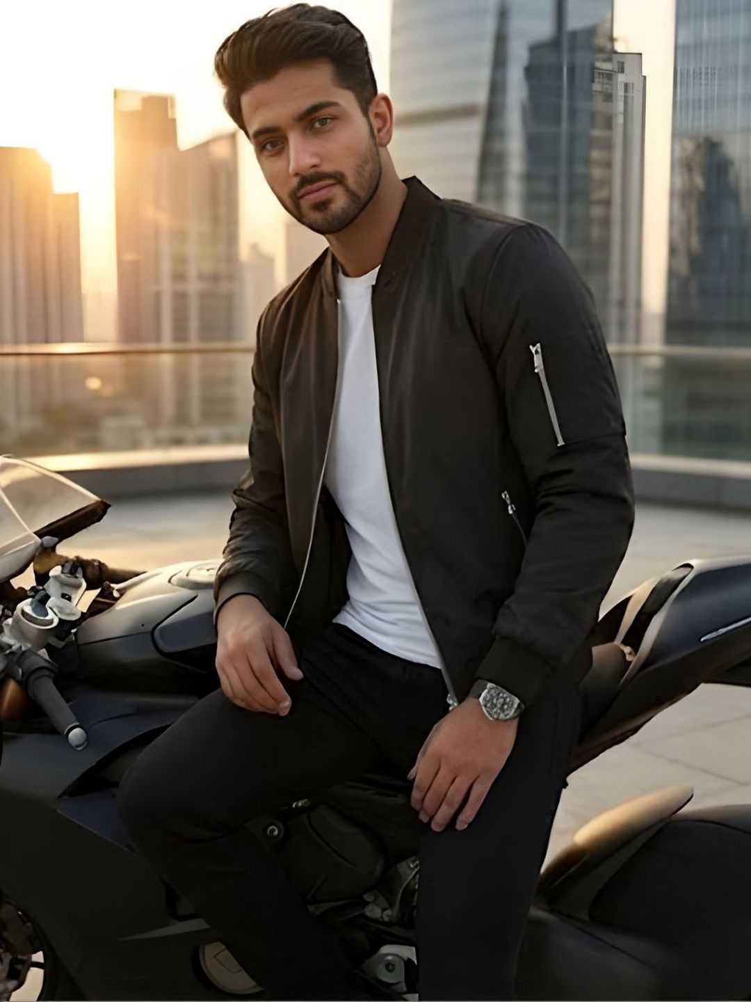 CARABA Men Lightweight Biker Jacket