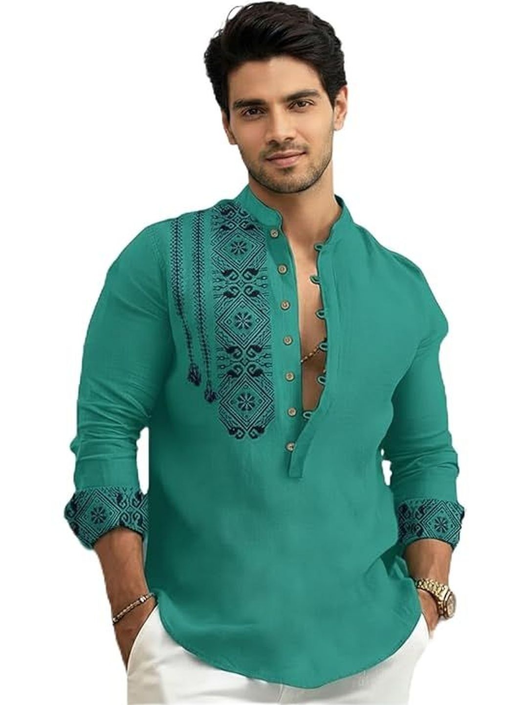 Deelmo Men Geometric Printed Kurta