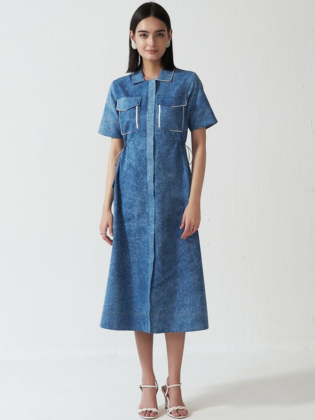 white christmas dresses Plus Size Midnight Denim Ombre Shirt Dress Online in India main image 1