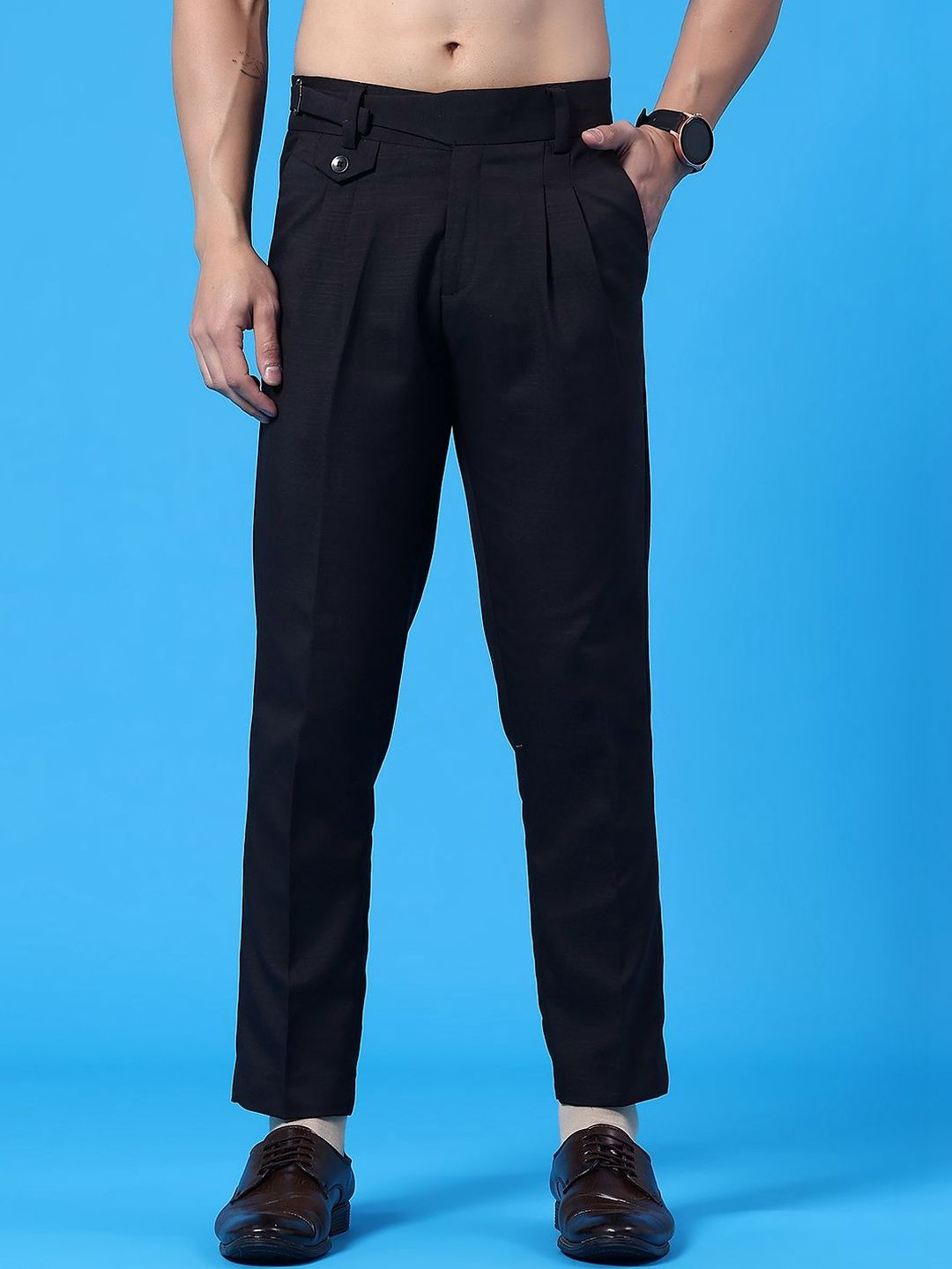 V-Mart Men Solid Poly Viscose Regular Formal Trousers