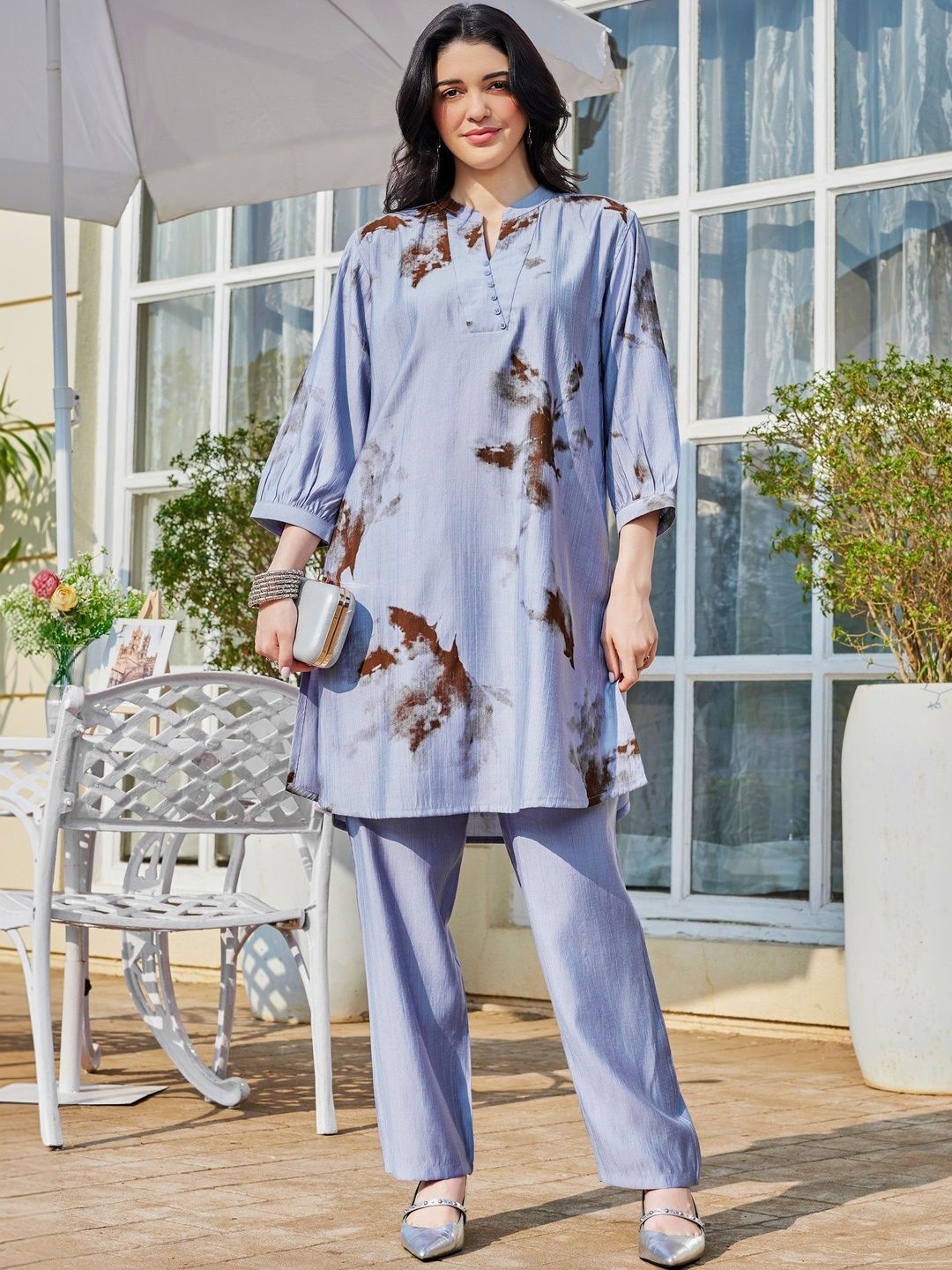 vedn Printed Top with Trousers
