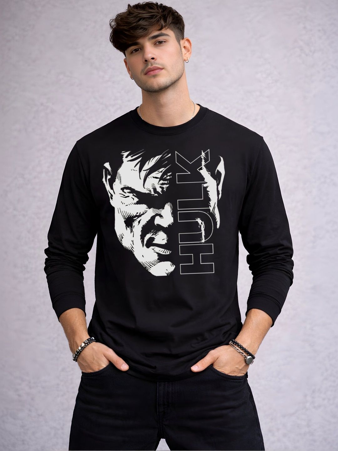 Be Crazy Graphic Printed Round Neck Full Sleeves Cotton T-shirt