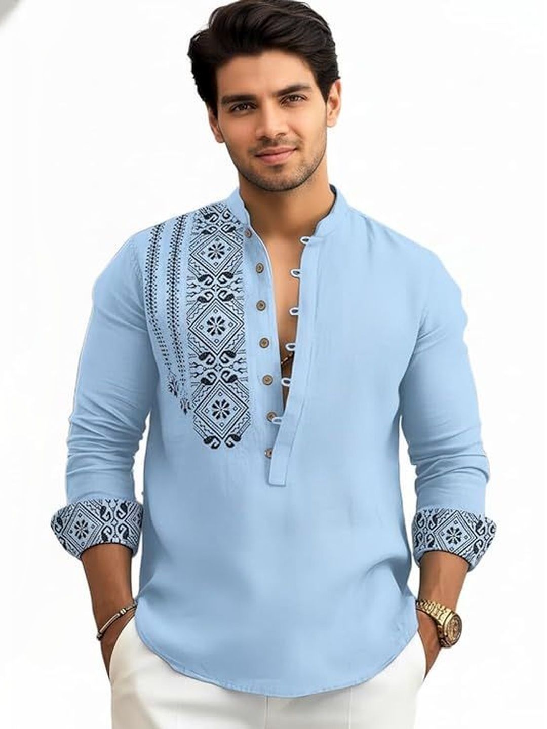 Deelmo Men Geometric Printed Kurta
