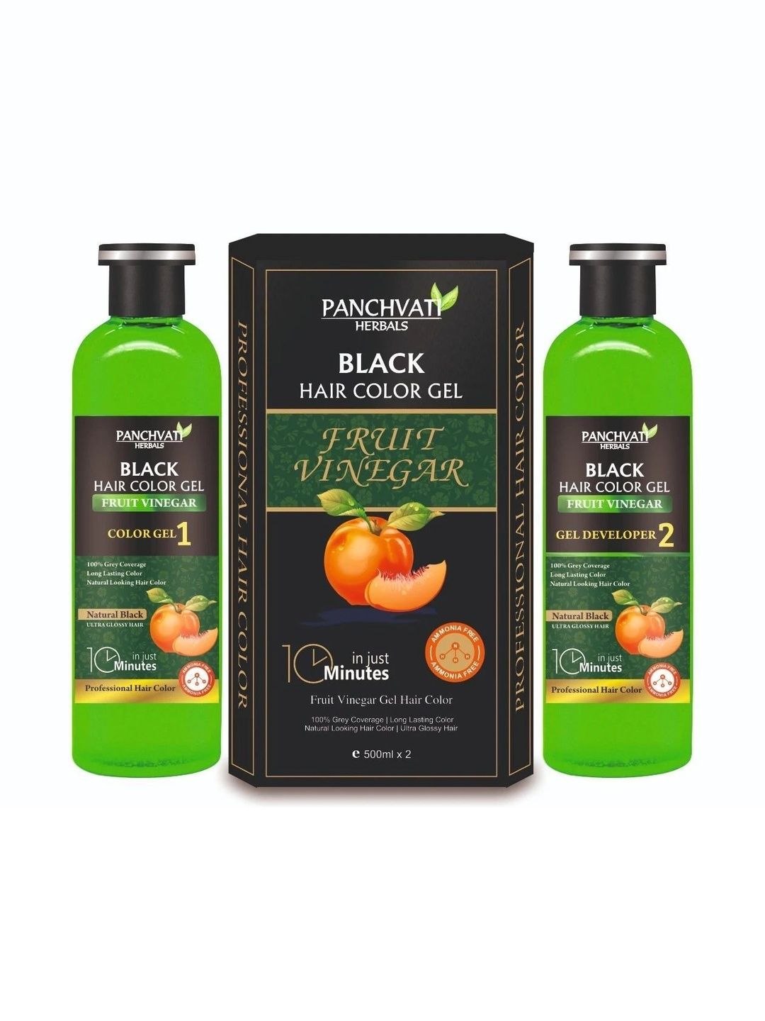 panchvati Fruit Vinegar Hair Color Gel & Developer - 500 ml Each