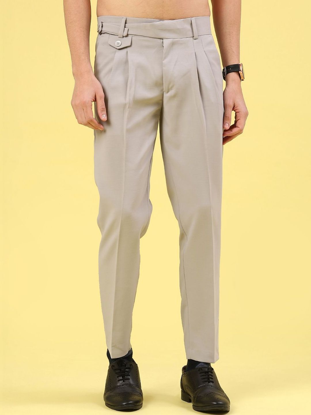 V-Mart Men Solid Poly Viscose Regular Formal Trousers
