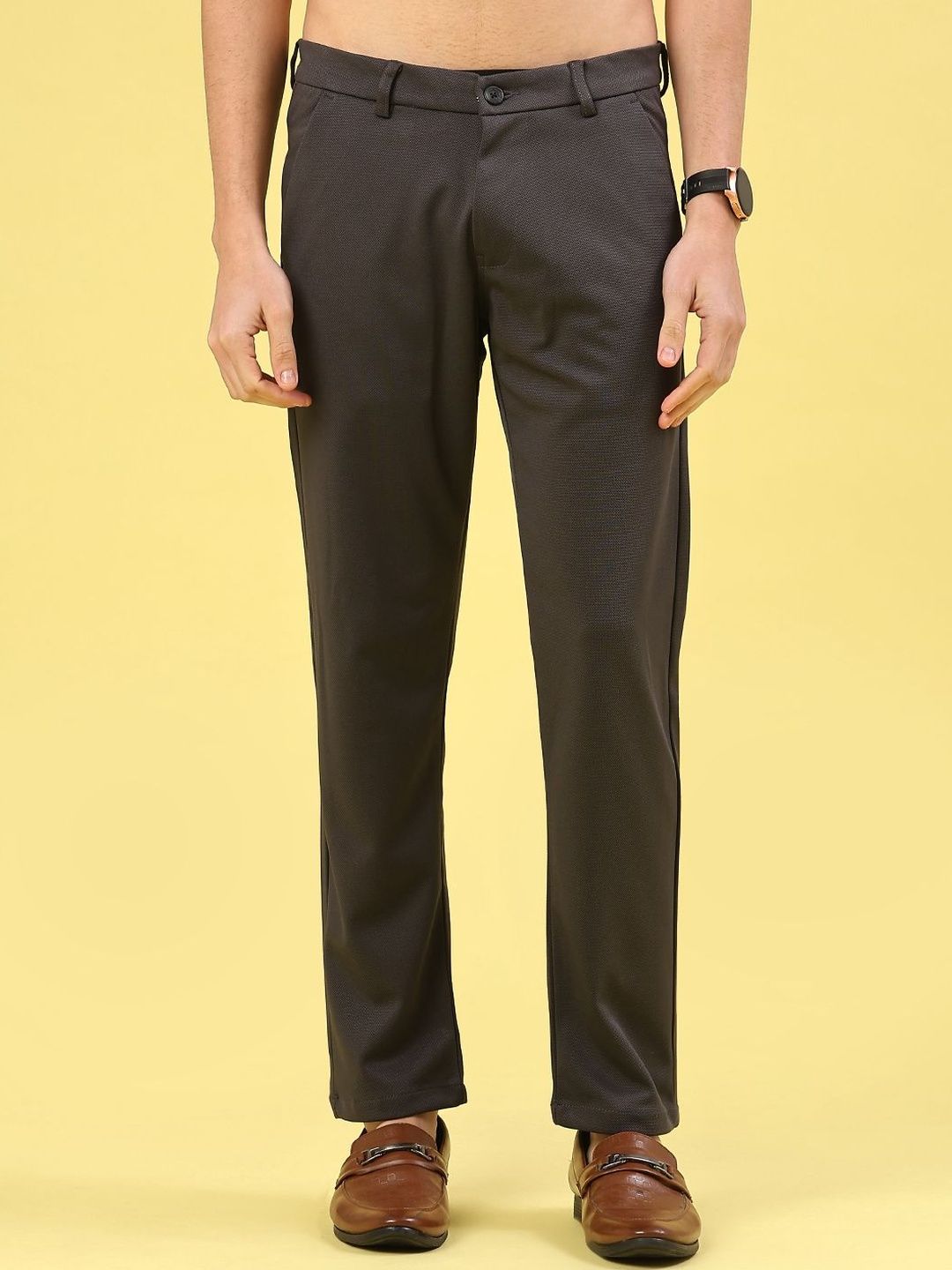 V-Mart Men Self Design 4 Way Stretch Casual Trousers