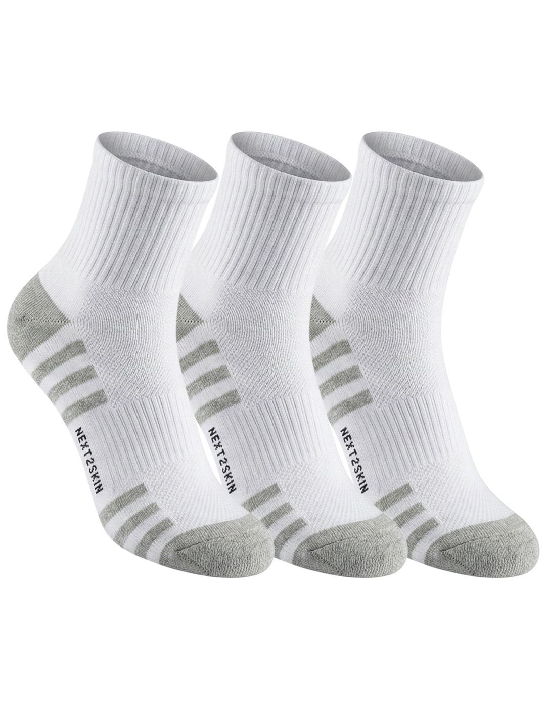 N2S NEXT2SKIN Men Pack of 3 Cotton Assorted Striped Ankle Length Socks
