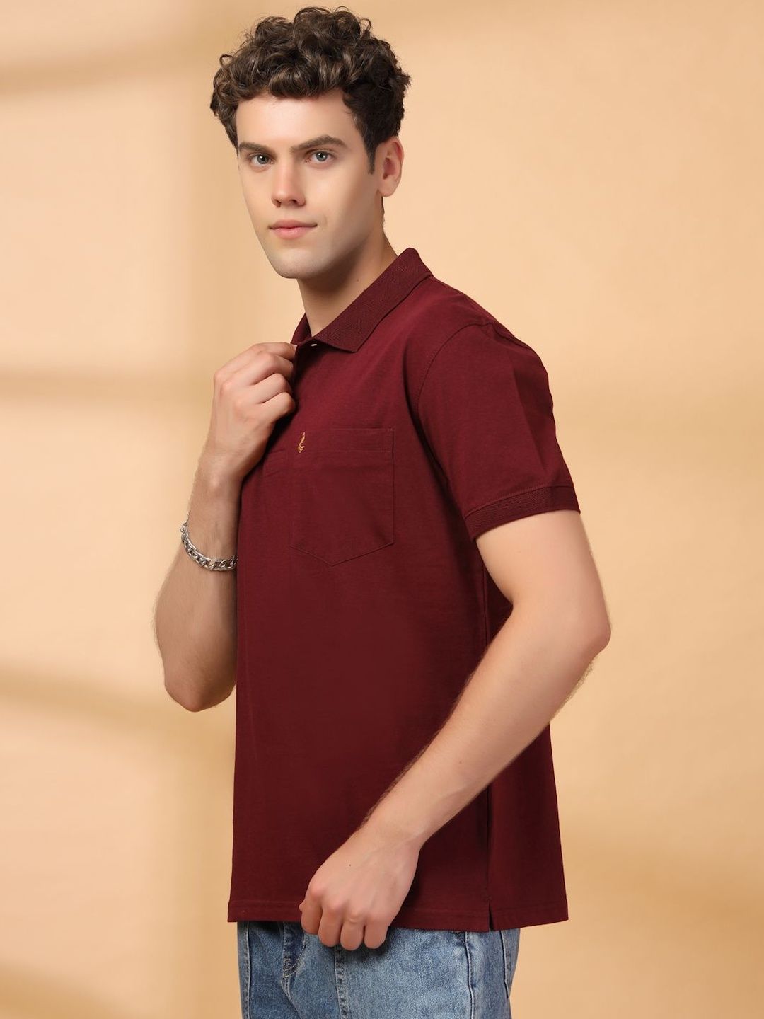 KLOUE Men Polo Collar T-shirt