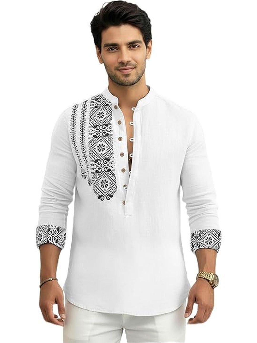 Deelmo Men Geometric Printed Kurta