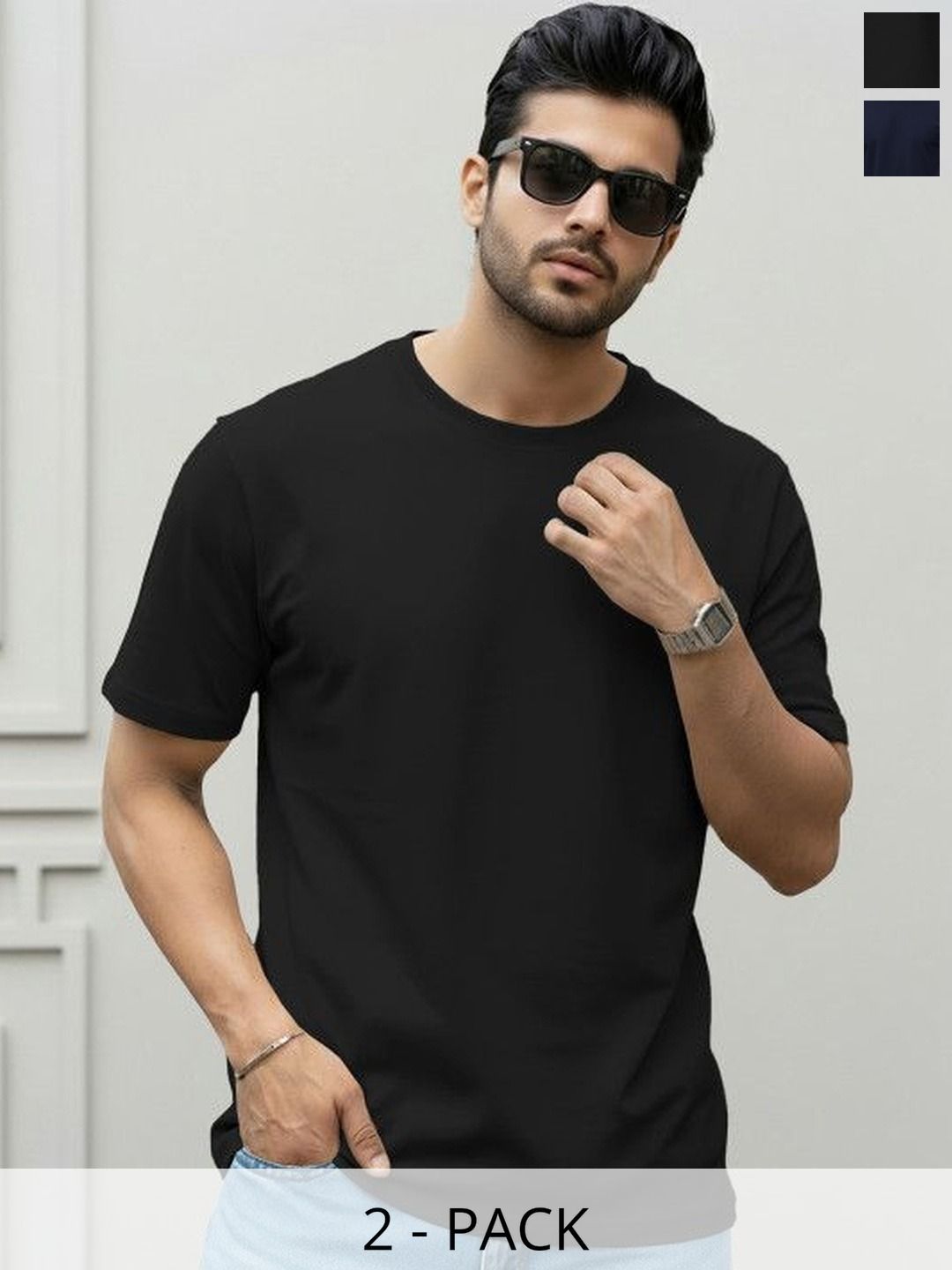 SZN Solid Men Round Neck Multicolor Tshirts