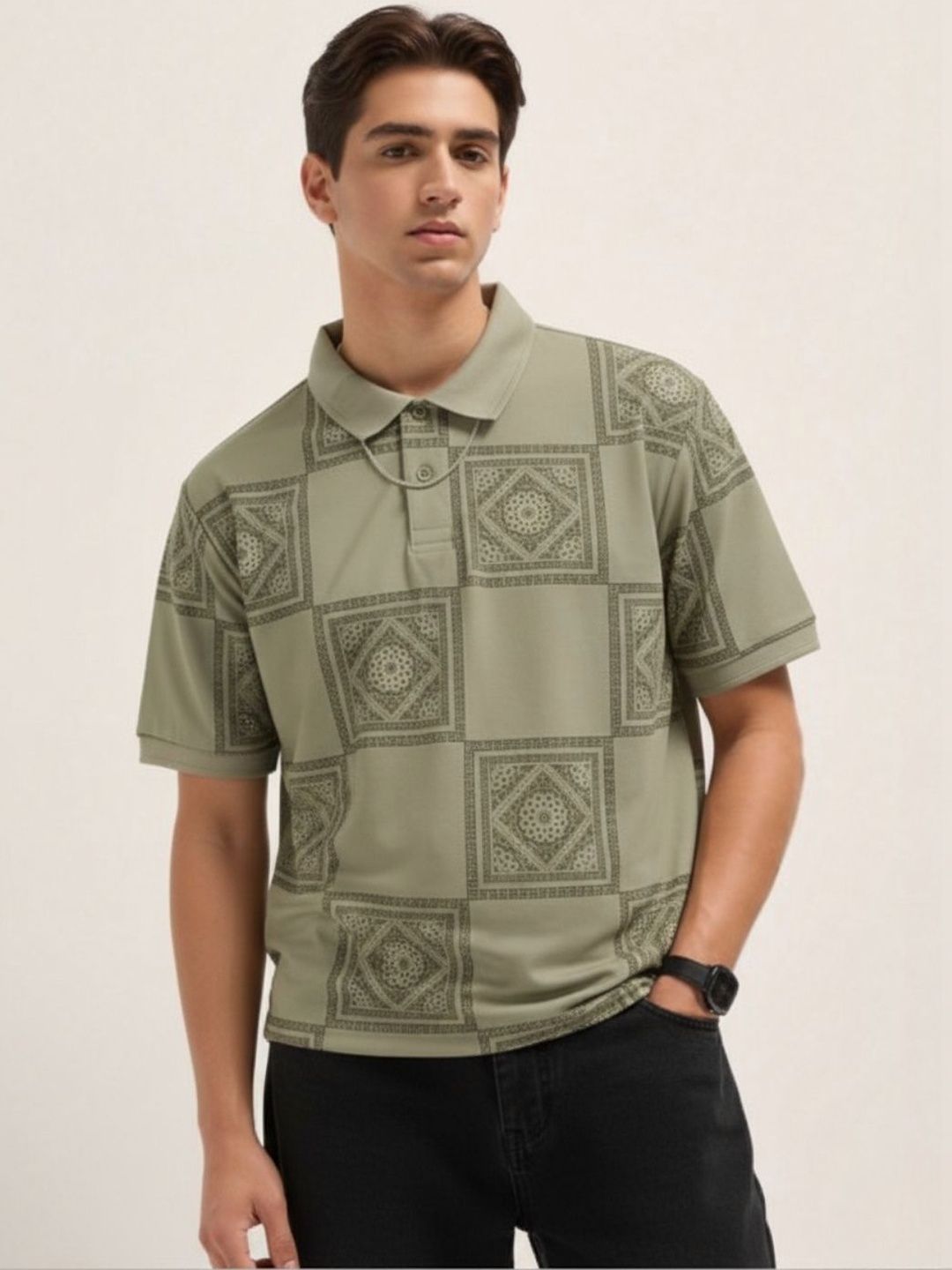 CLUB 44 Men Printed Polo Collar T-shirt