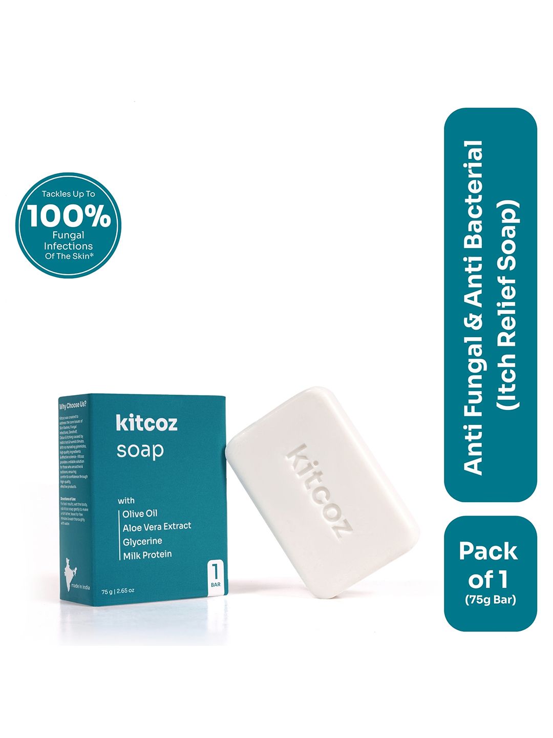 Kitcoz Anti Fungal & Anti Bacterial Soap for Fungal Infections & Itching - 75gm