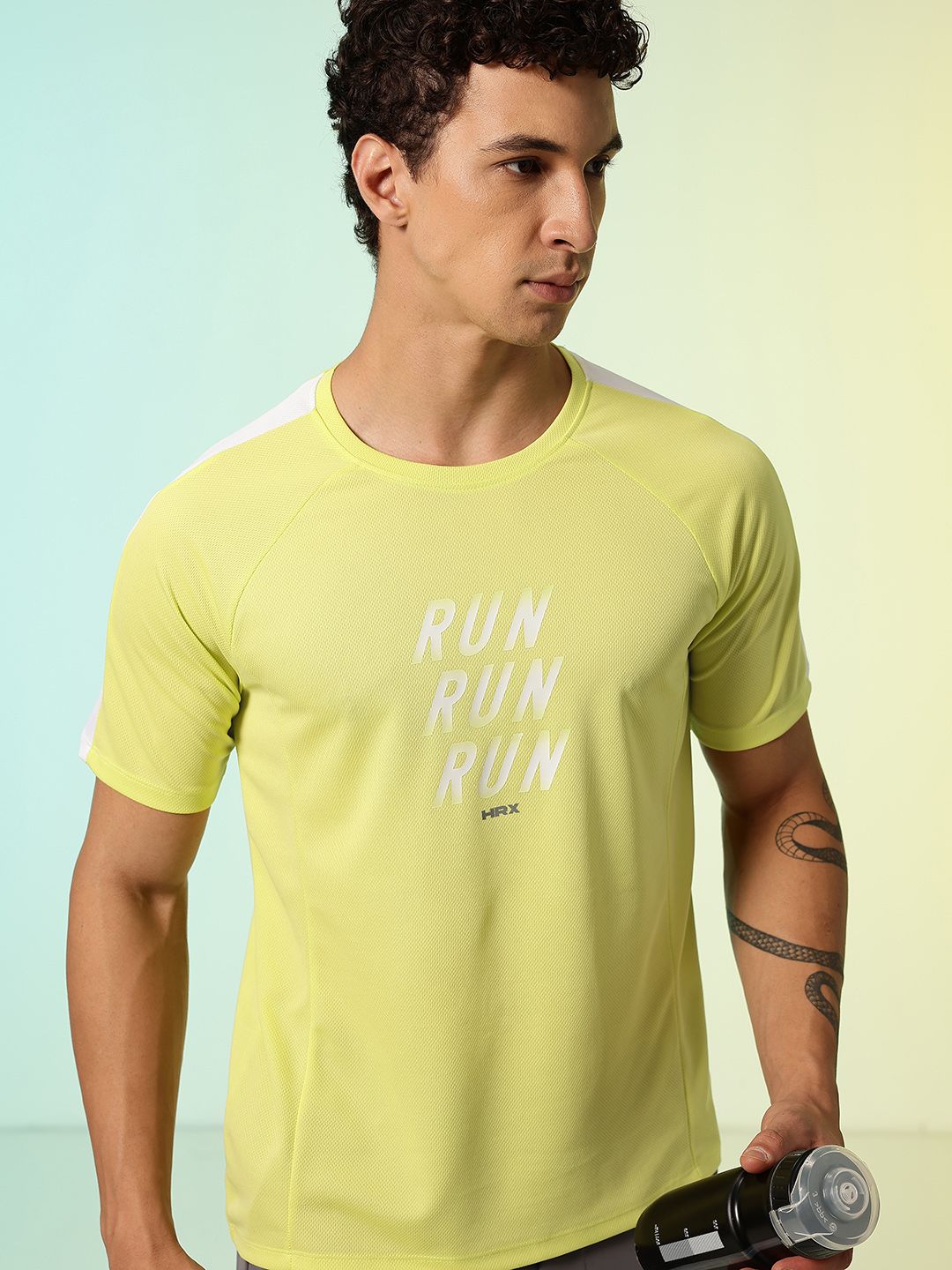 HRX by Hrithik Roshan Typography Printed Raglan Sleeves Rapid-Dry Running T-shirt