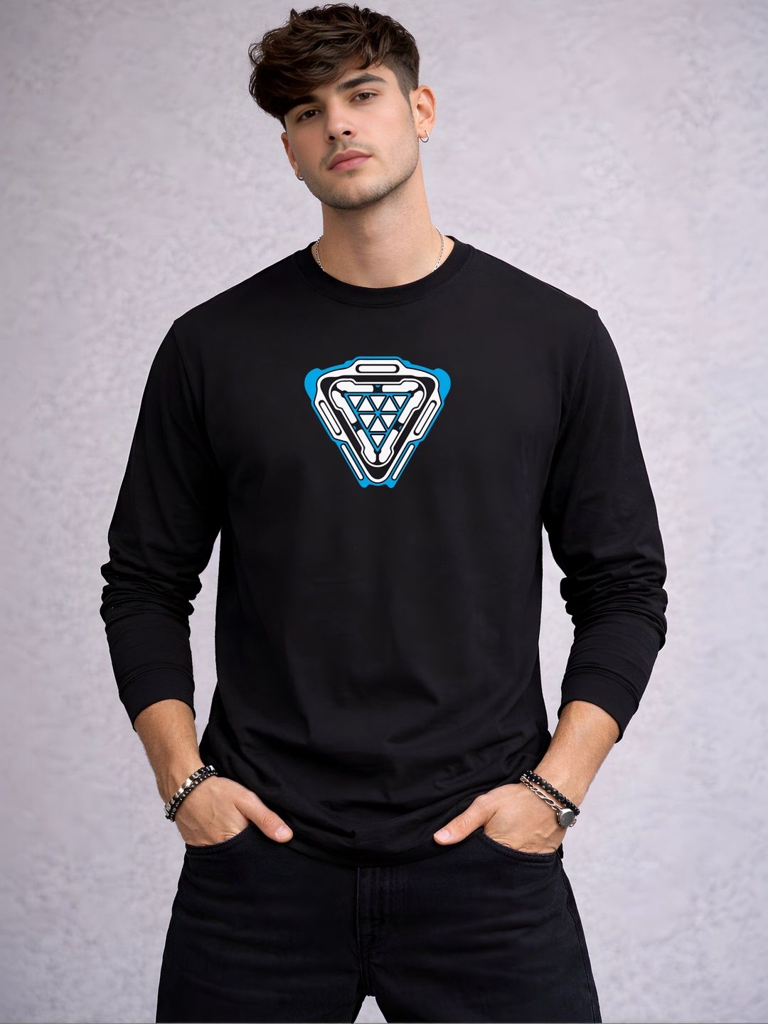 Be Crazy Graphic Printed Round Neck Full Sleeves Cotton T-shirt