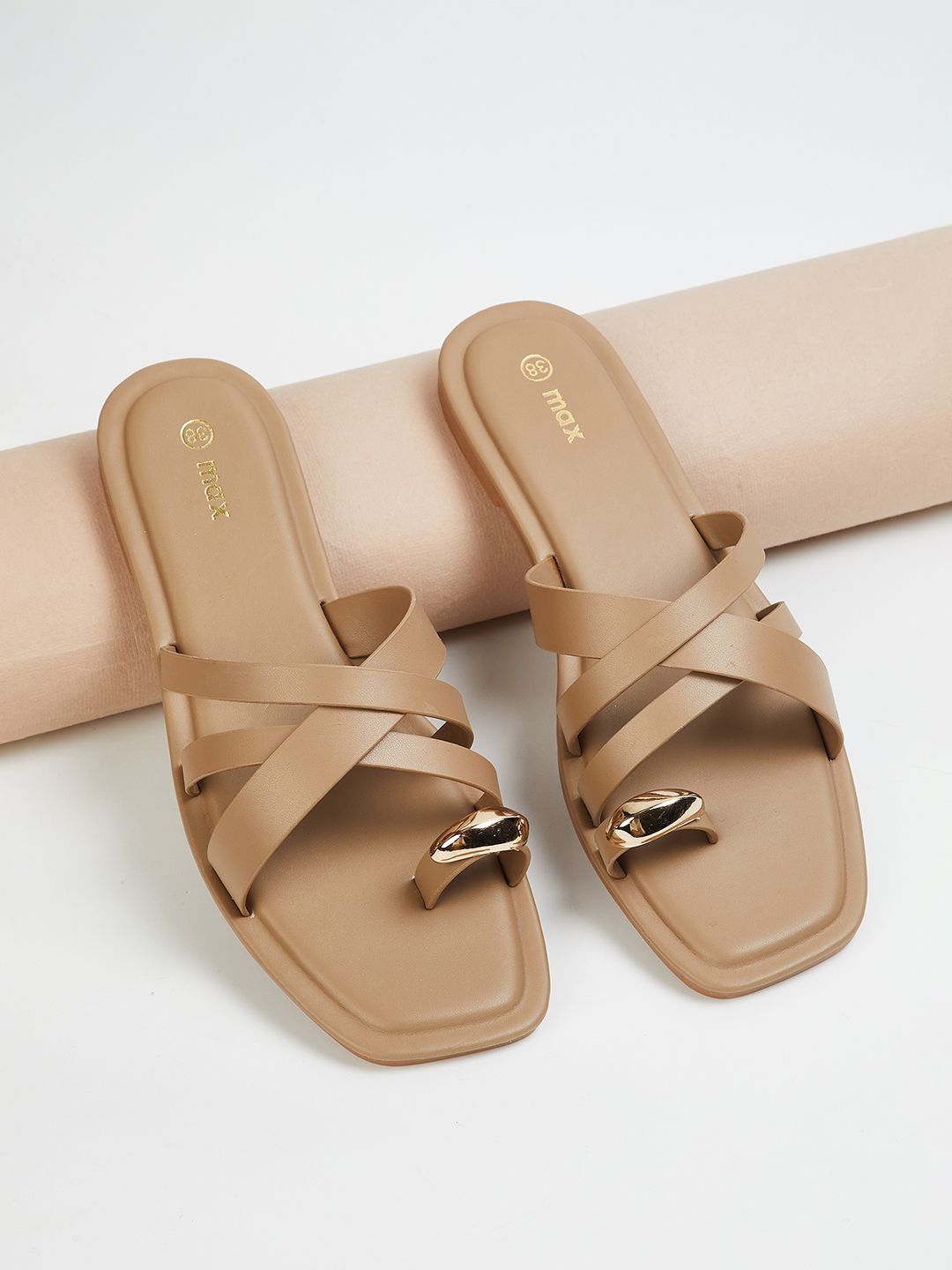 max PU Open Toe Flats